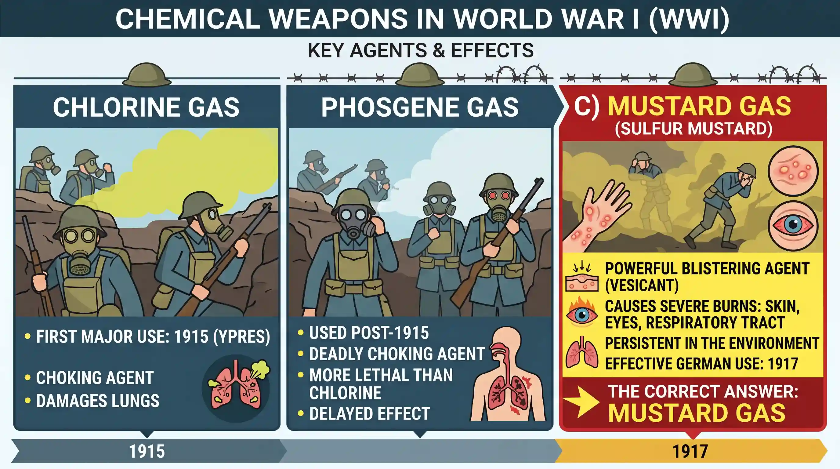 science-and-technology: Which one of the following was used as a chemical weapon in the First World War?