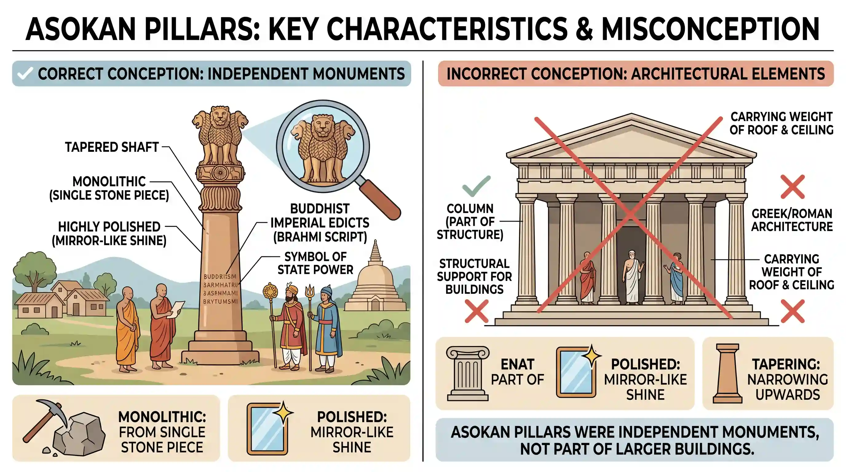 art-and-culture: Which one of the following statements regarding Asokan stone pillars is incorrect?