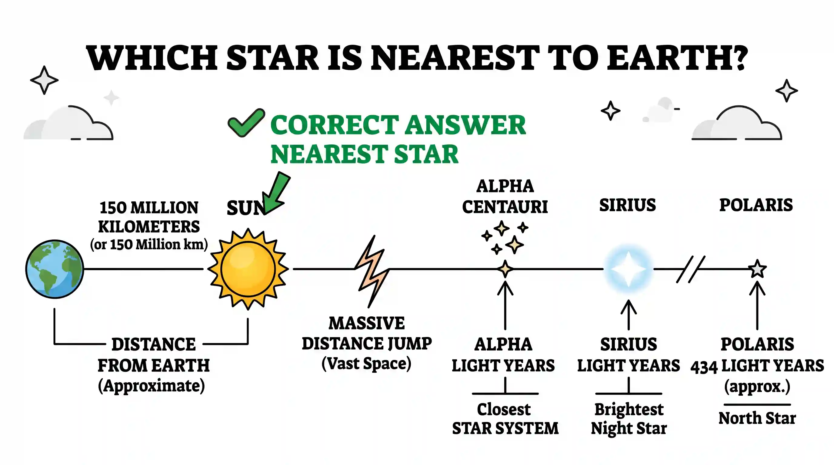 geography: Which one of the following stars is nearest to the earth?