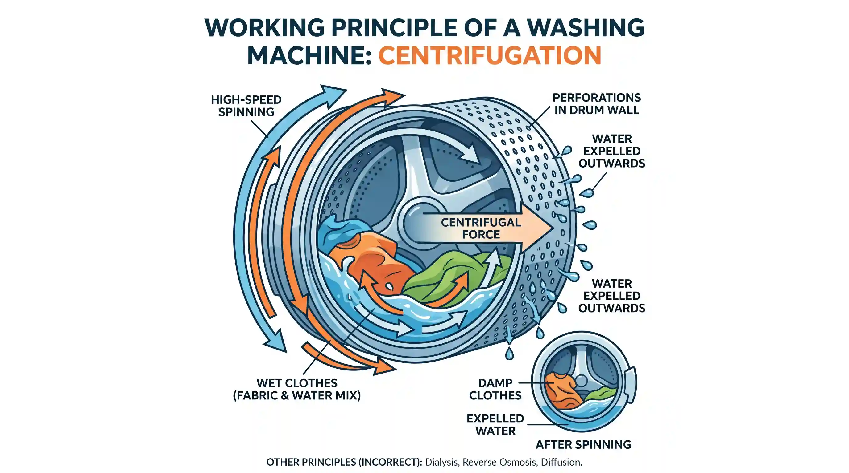 science-and-technology: The working principle of a washing machine is
