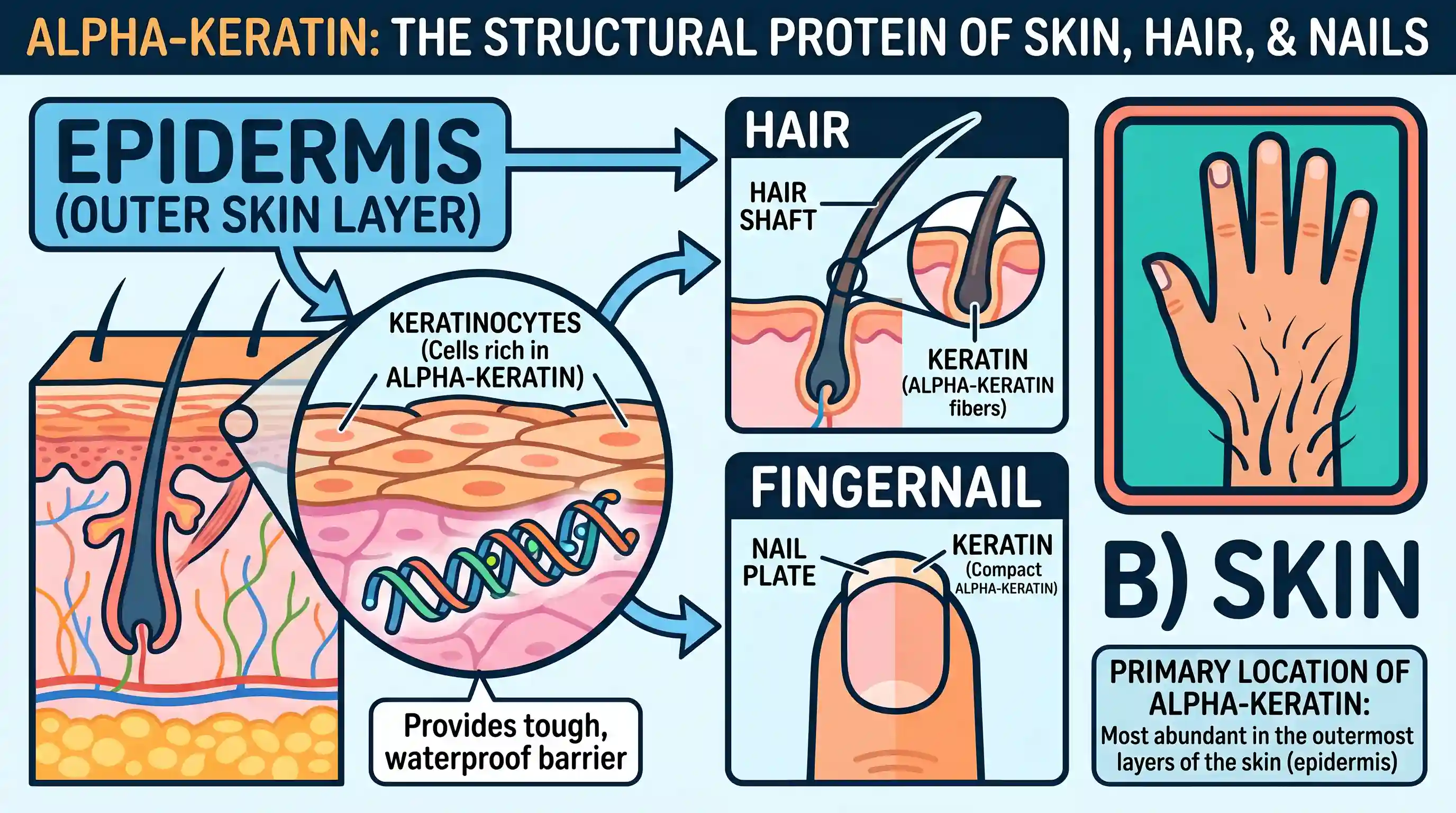 science-and-technology: Alpha-keratin is a protein present in