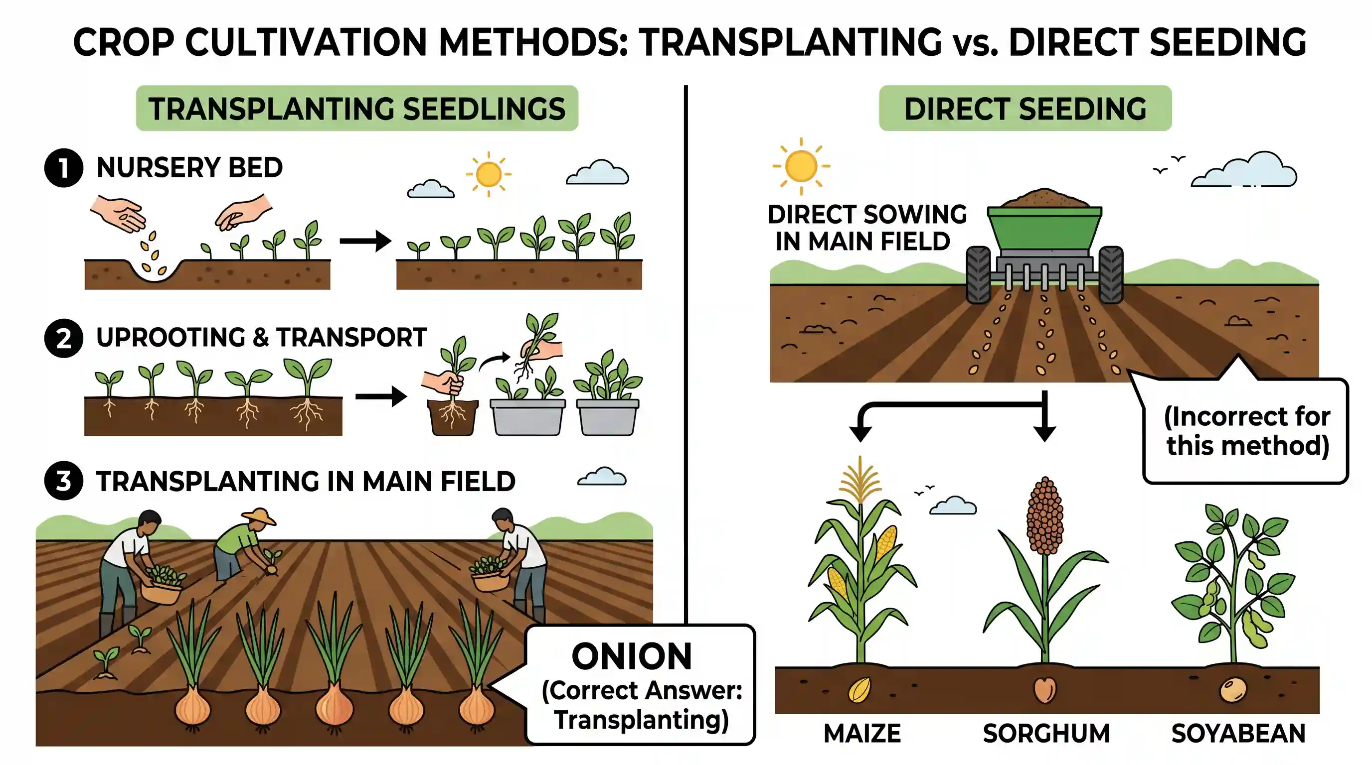 geography: Which one of the following is cultivated by transplanting seedlings?