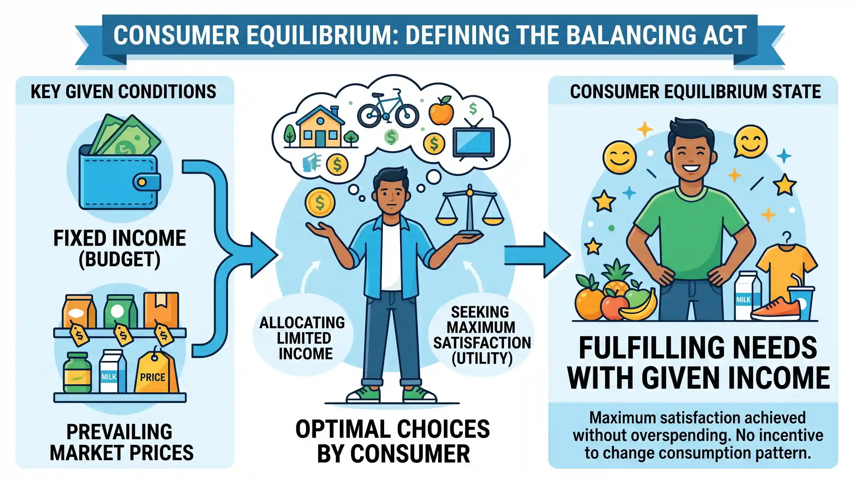 economy: A consumer is said to be in equilibrium, if