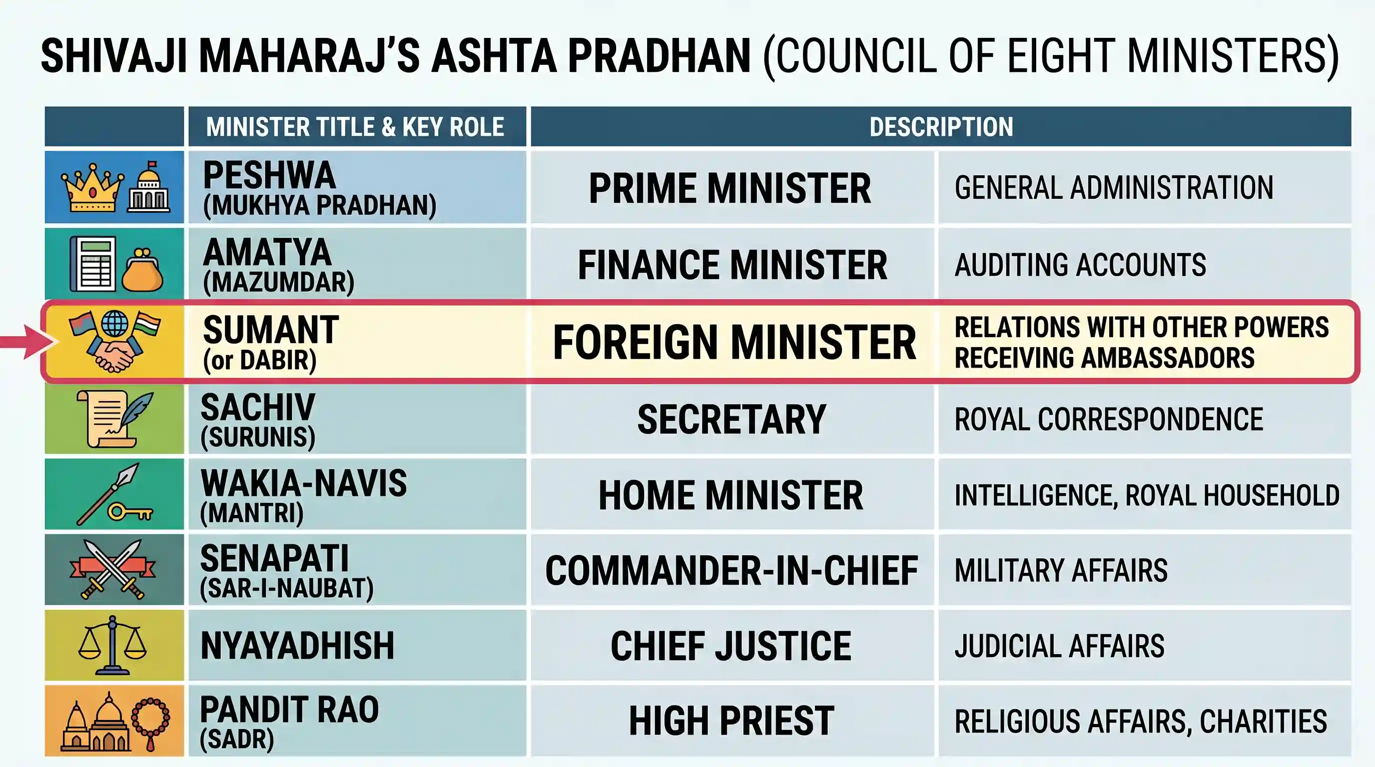 history: The member of Shivaji’s Astha Pradhana who looked after foreign affairs was