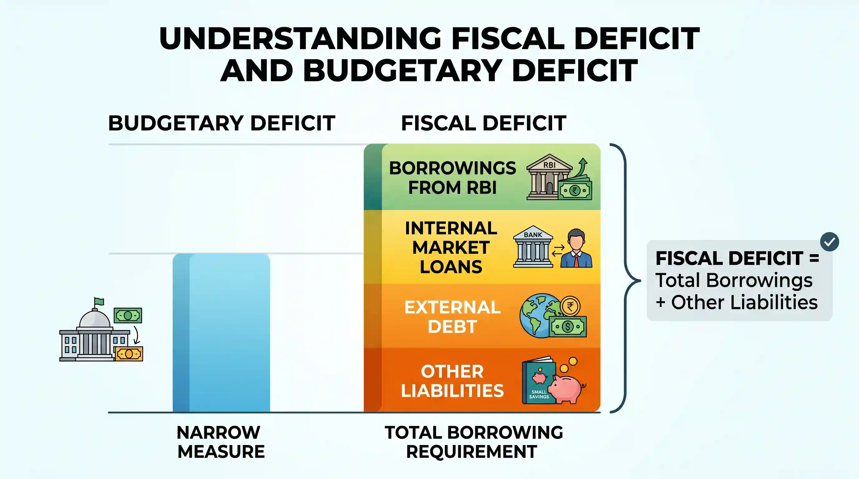 economy: Assertion (A): Fiscal deficit is greater than budgetary deficit. Reason (R): Fiscal deficit is the borrowings from the R
