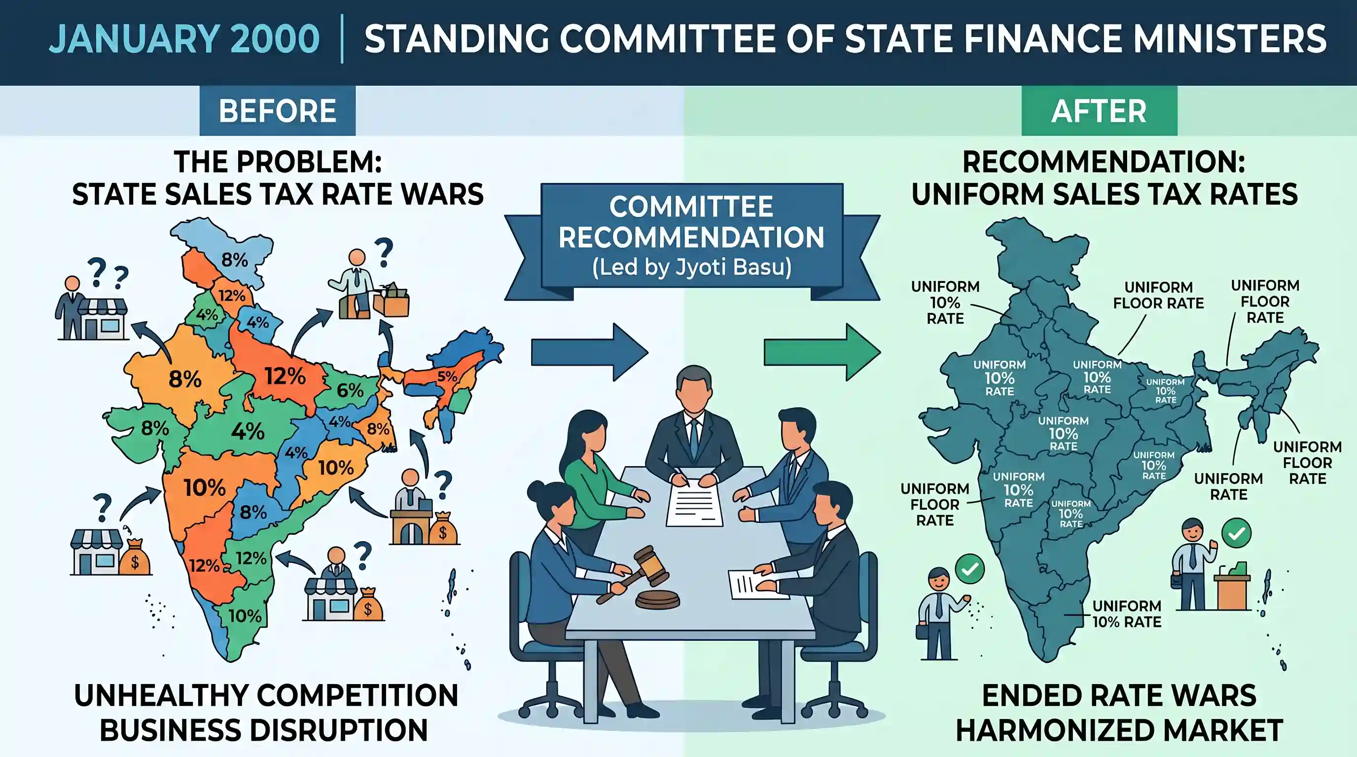 UPSC Prelims: The Standing Committee of State Finance Ministers recommended in January 2000 uniform rates across the States in respect