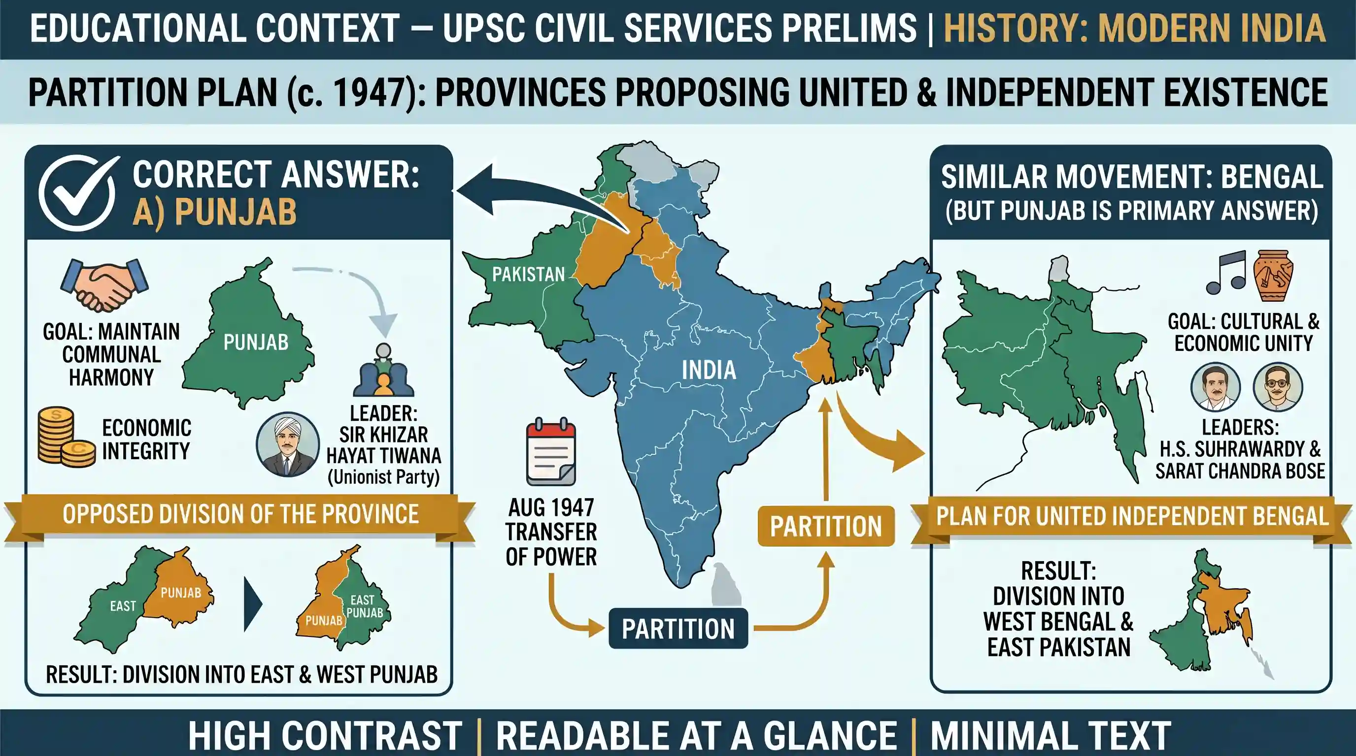 history: At the time of partition of India, which one of the following provinces of the British India came forward with a plan fo