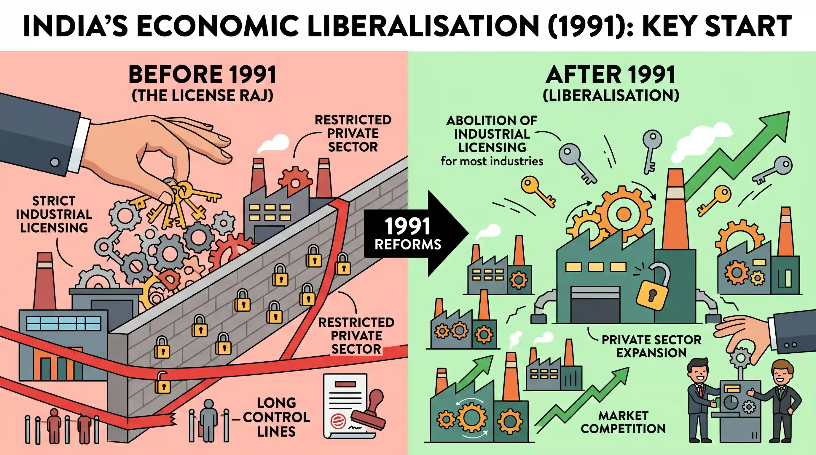 economy: Economic liberalisation in India started with