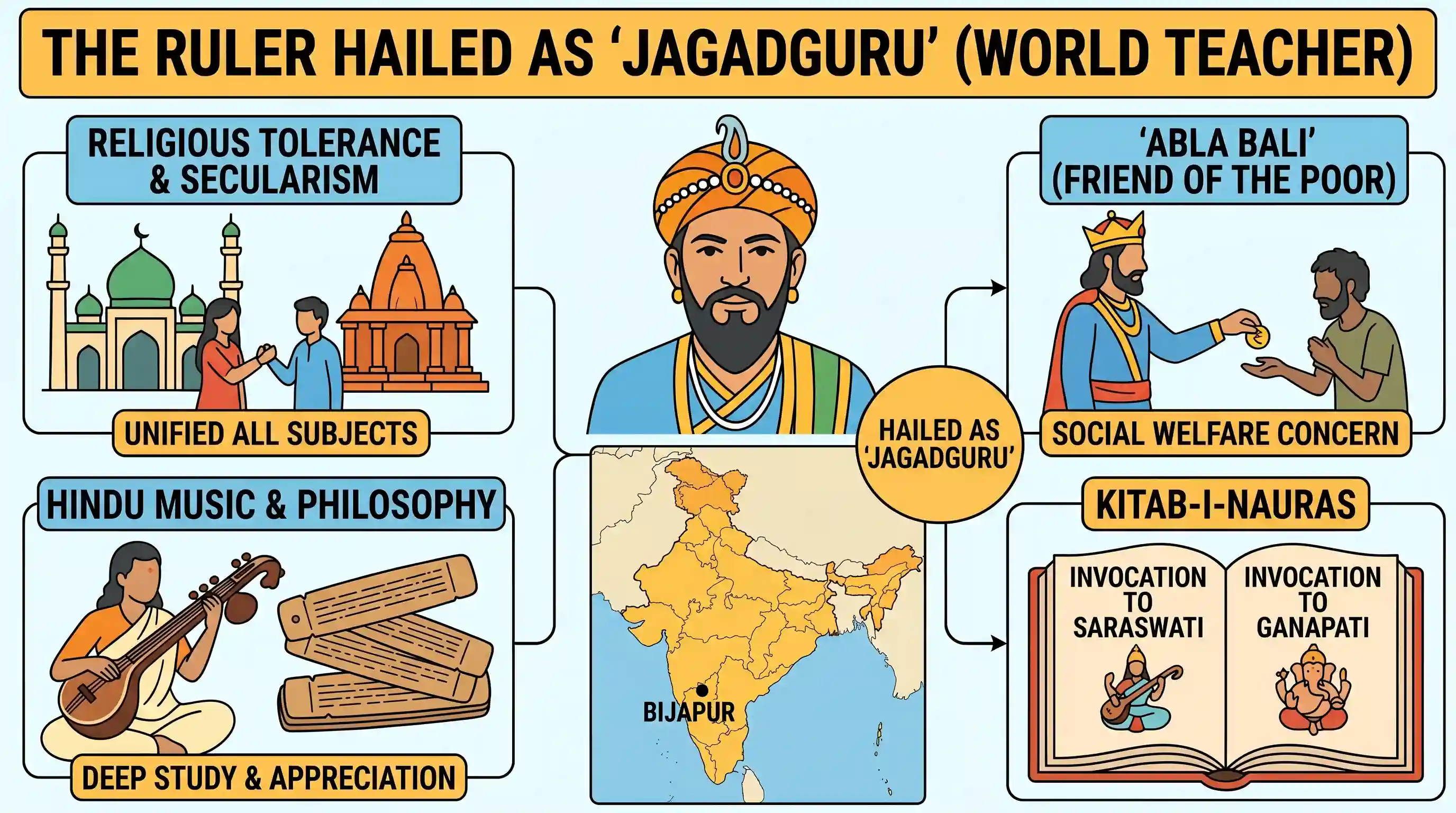 history: Which one of the following Muslim rulers was hailed as the ‘Jagadguru’ by his Muslim subjects because of his belief in s