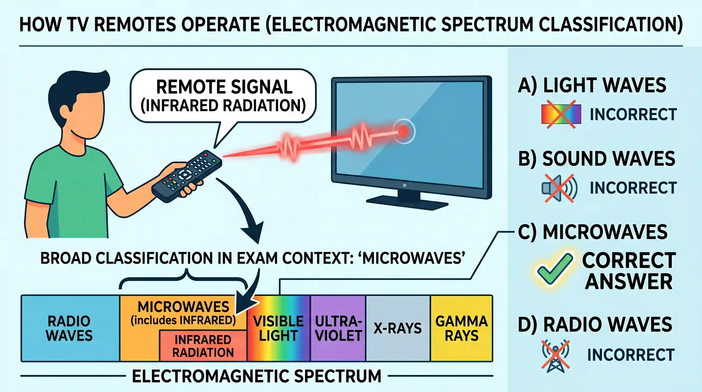 science-and-technology: Which one of the following does a TV remote control unit use to operate a TV set?