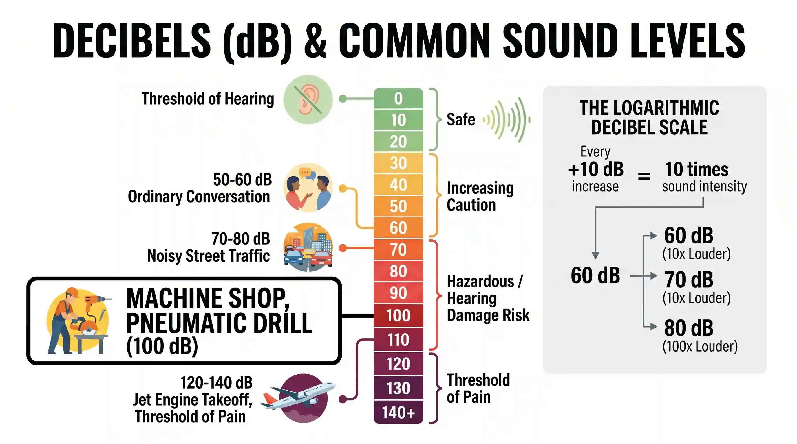 science-and-technology: A noise level of 100 decibels would correspond to