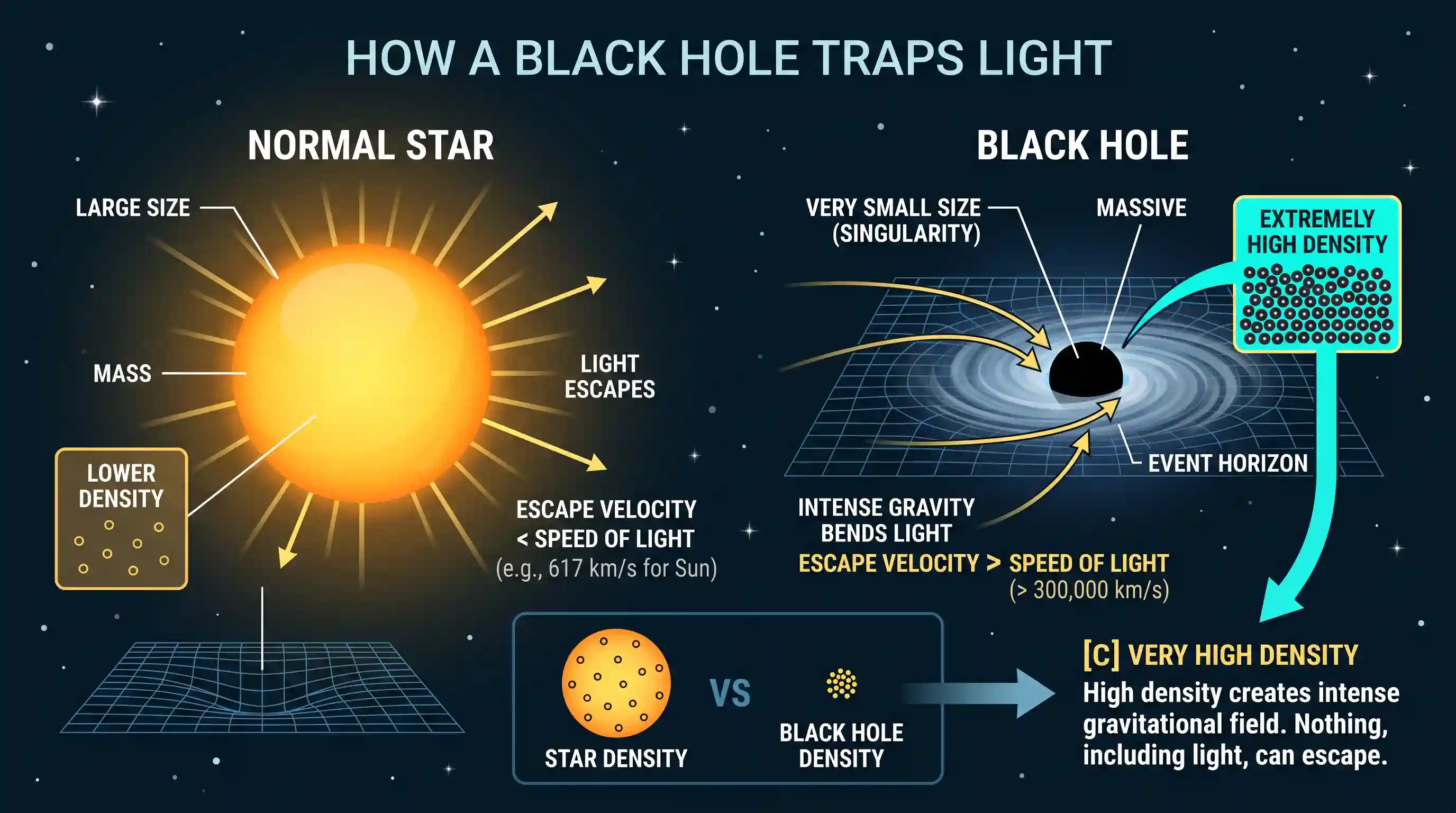 science-and-technology: A ‘black hole’ is a body in space which does not allow any radiation to come out. This property is due to its