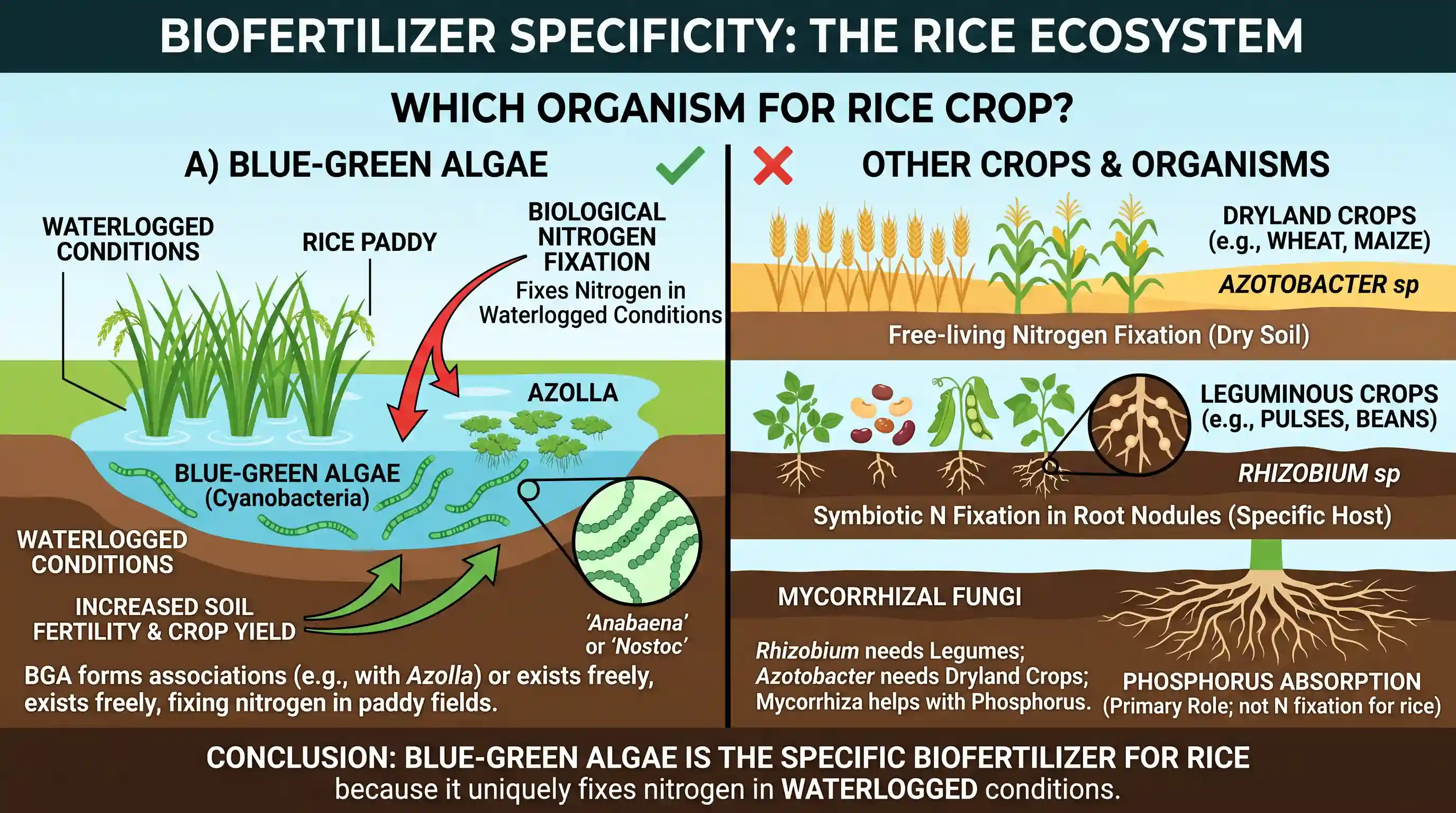 geography: Which one of the following organisms can serve as a biofertilizer for rice crop?
