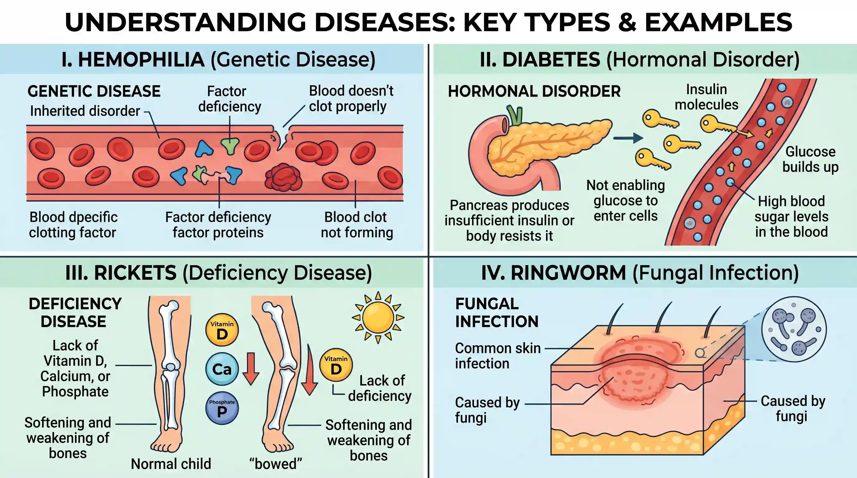 science-and-technology: Match List I (Diseases) with List II (Types of disease) and select the correct answer using the codes given below the Li