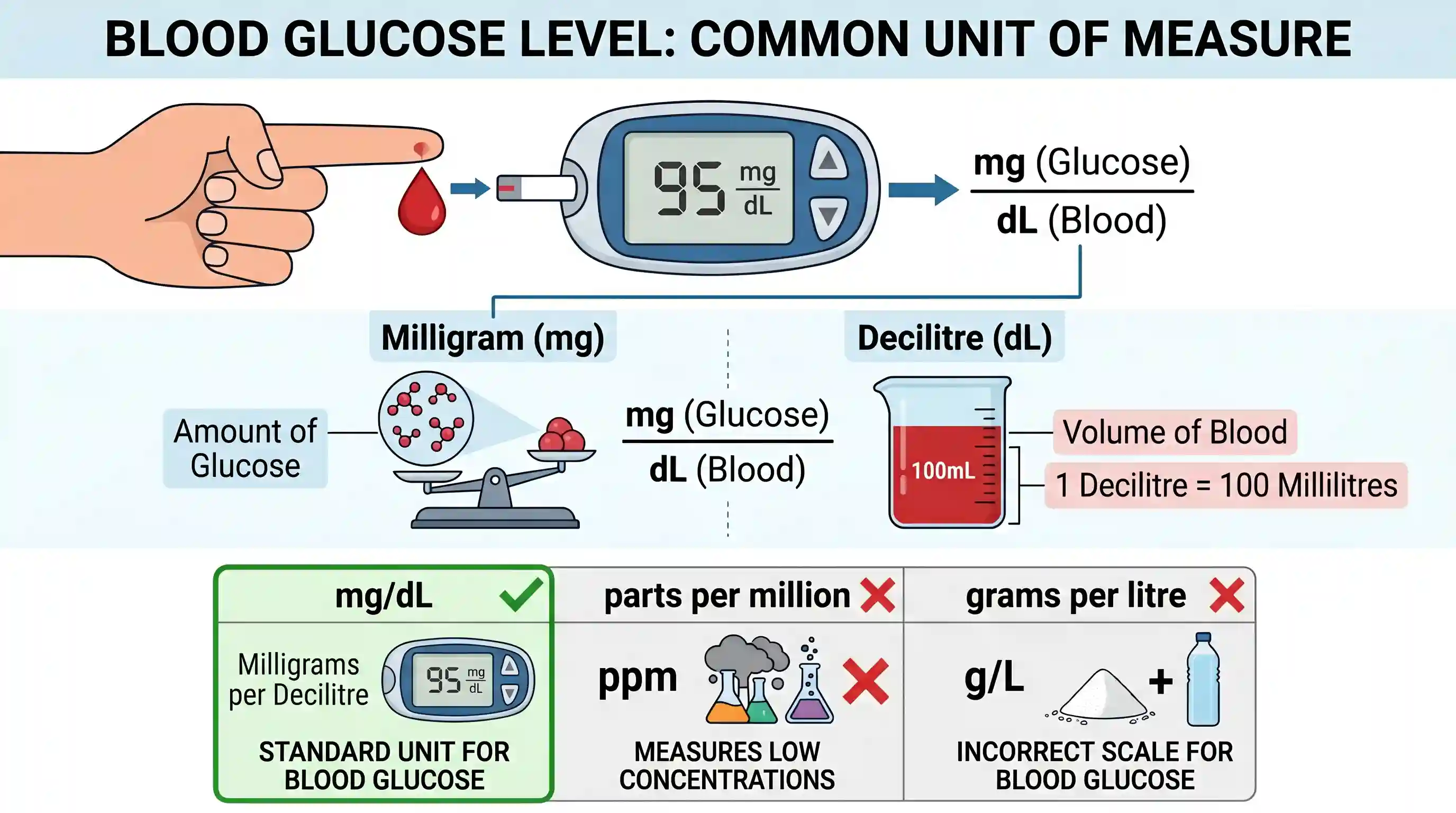 science-and-technology: The blood glucose level is commonly expressed as
