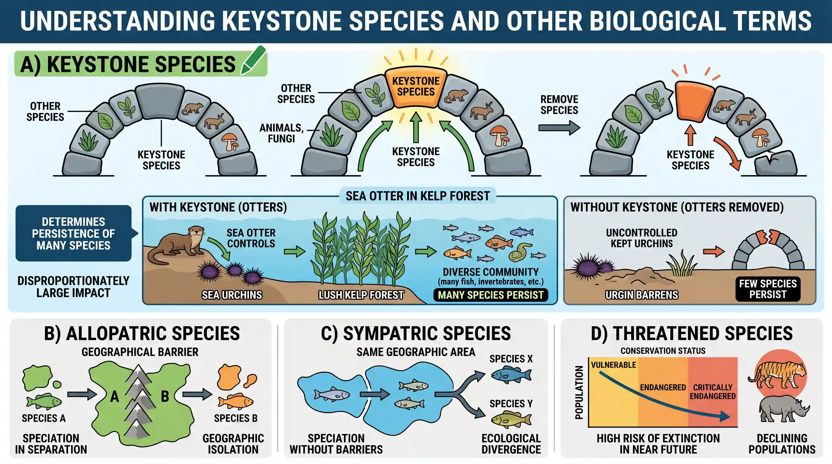 geography: Within biological communities, some species are important in determining the ability of a large number of other species