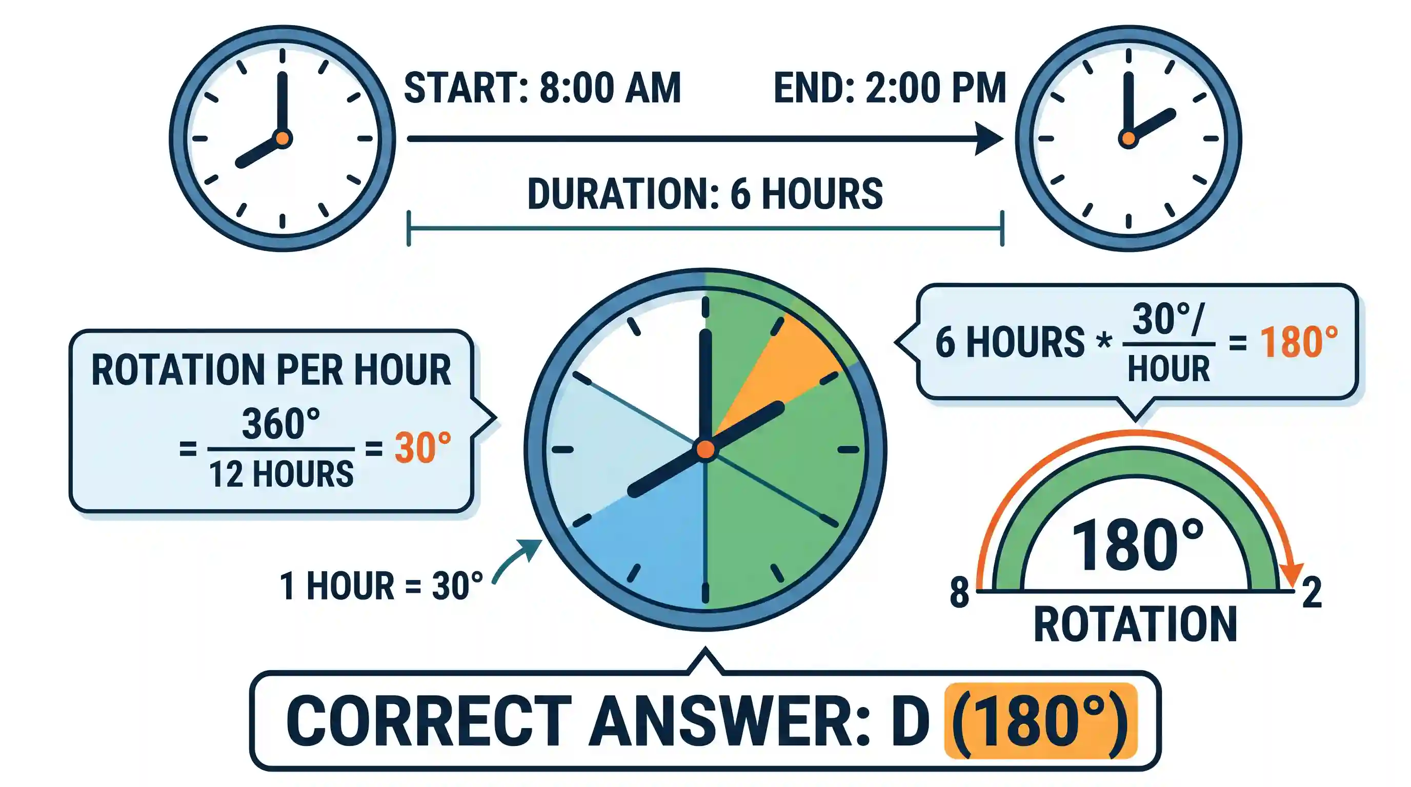science-and-technology: An accurate clock shows 8 O’clock in the morning. Through how many degrees will the hour hand rotate when the clock show