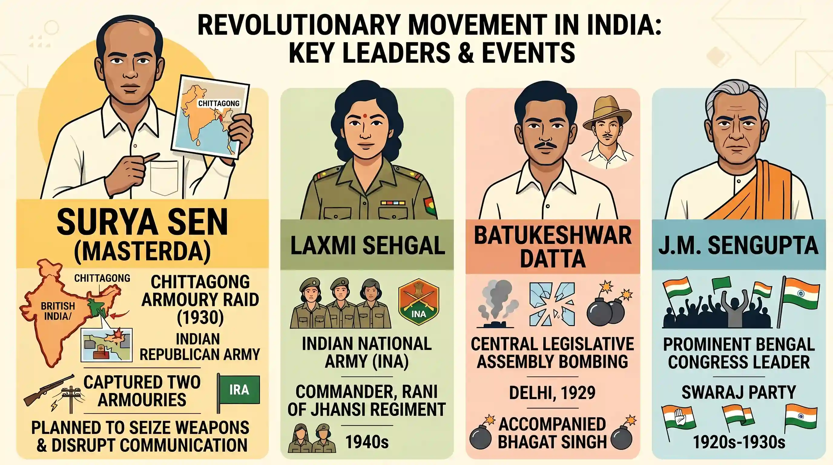 history: Who among the following organised the famous Chittagong armoury raid?