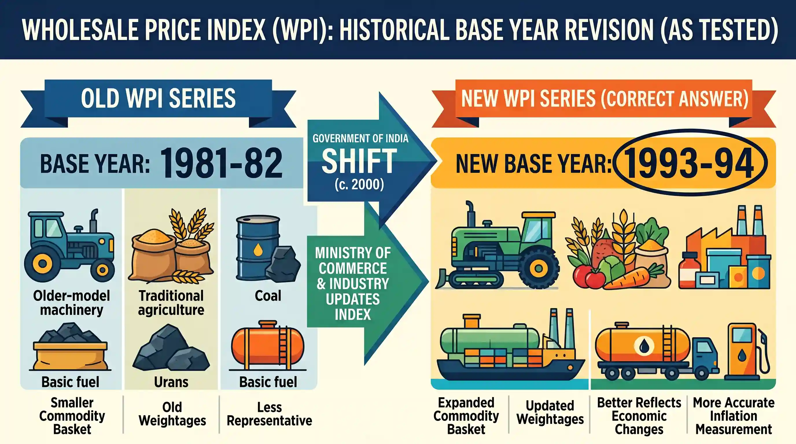economy: The new series of Wholesale Price Index (WPI) released by the Government of India is with reference to the base prices o