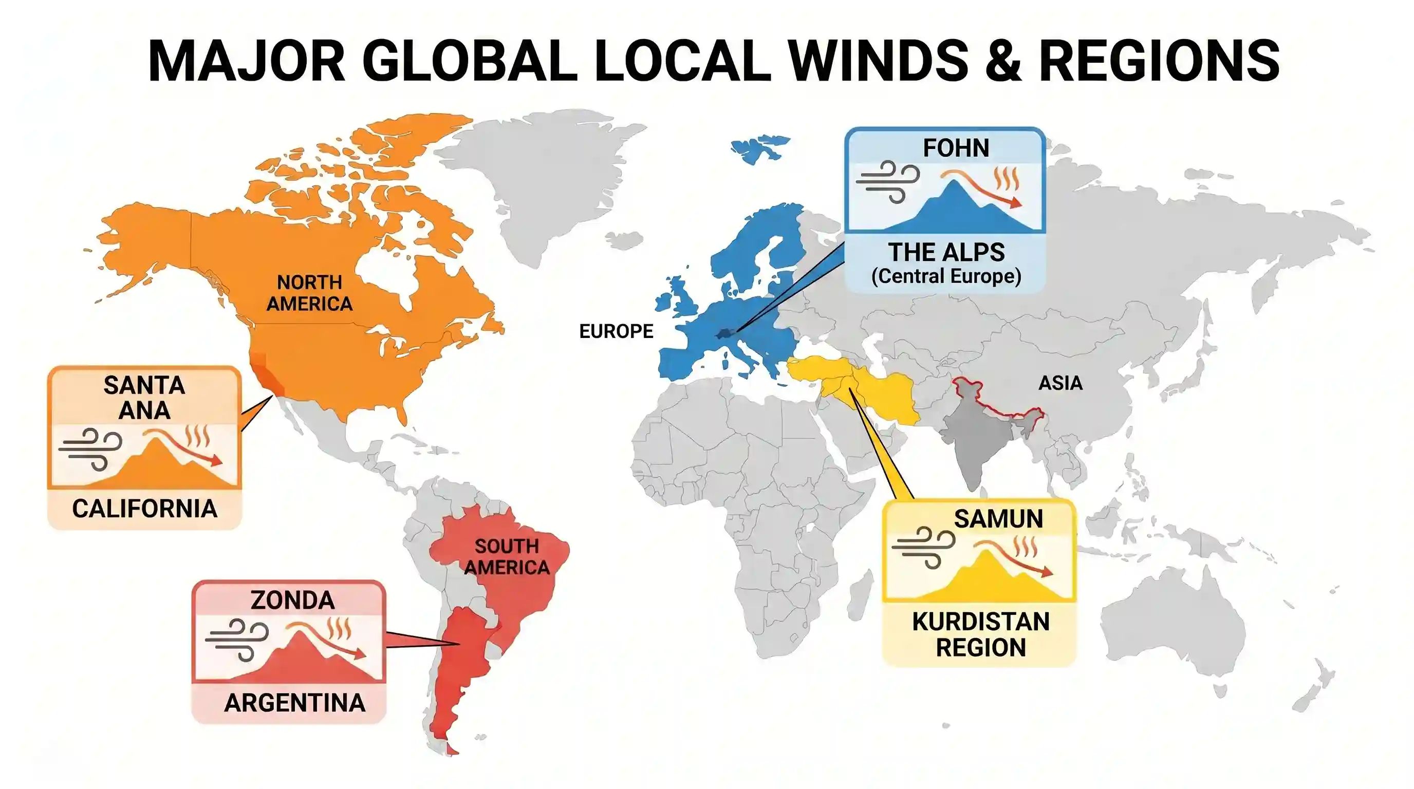 geography: Match List I with List II and select the correct answer using the codes given below the Lists: List I (Local Wind) (Regi