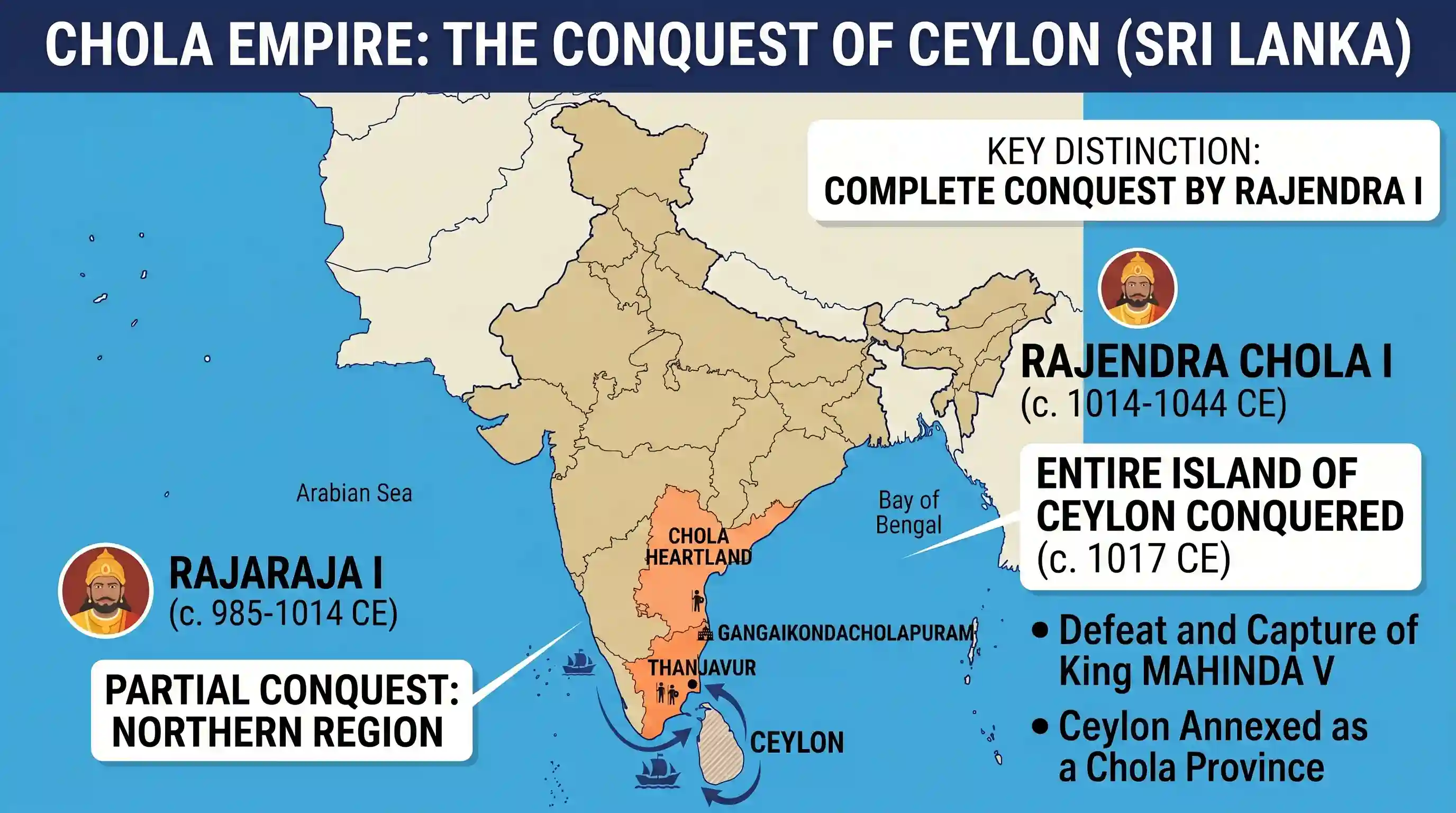 history: Which one of the Chola kings conquered Ceylon?