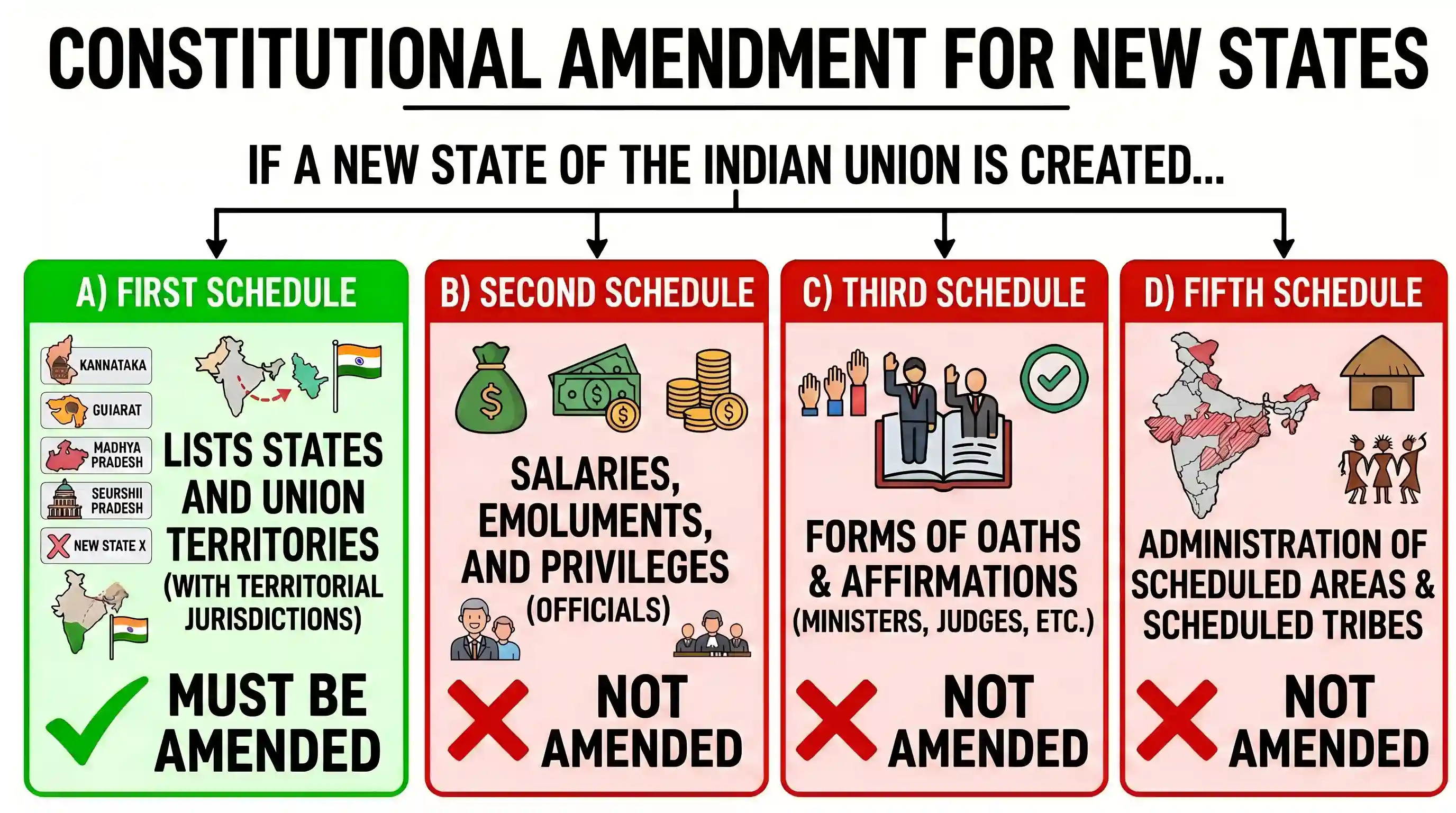 polity-and-governance: If a new State of the Indian Union is to be created, which one of the following Schedules of the Constitution must be am