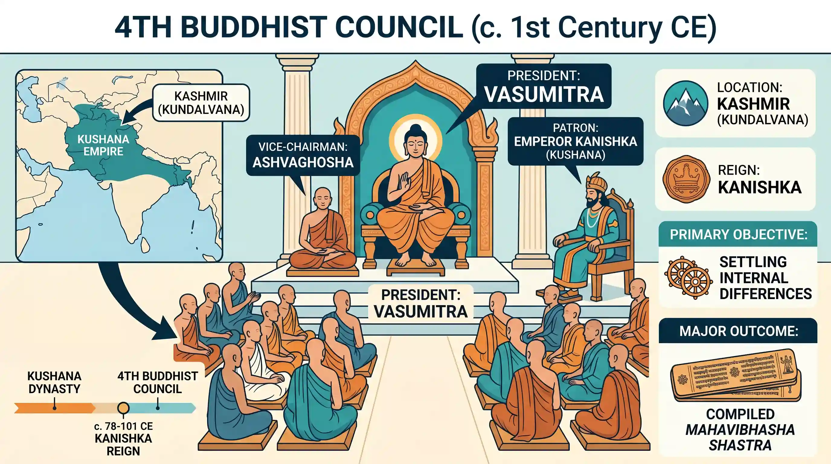 history: Who among the following presided over the Buddhist Council held during the reign of Kanishka at Kashmir?