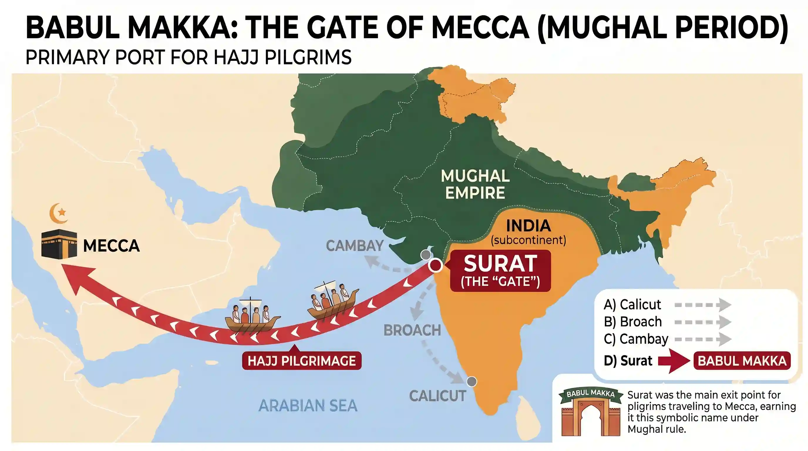 history: Which among the following ports was called Babul Makka (Gate of Makka) during the Mughal Period?