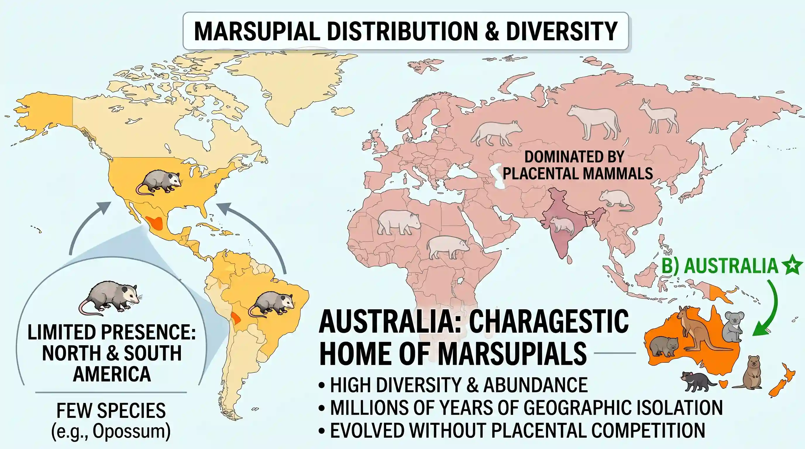geography: A class of animals known as Marsupials is a characteristic feature of
