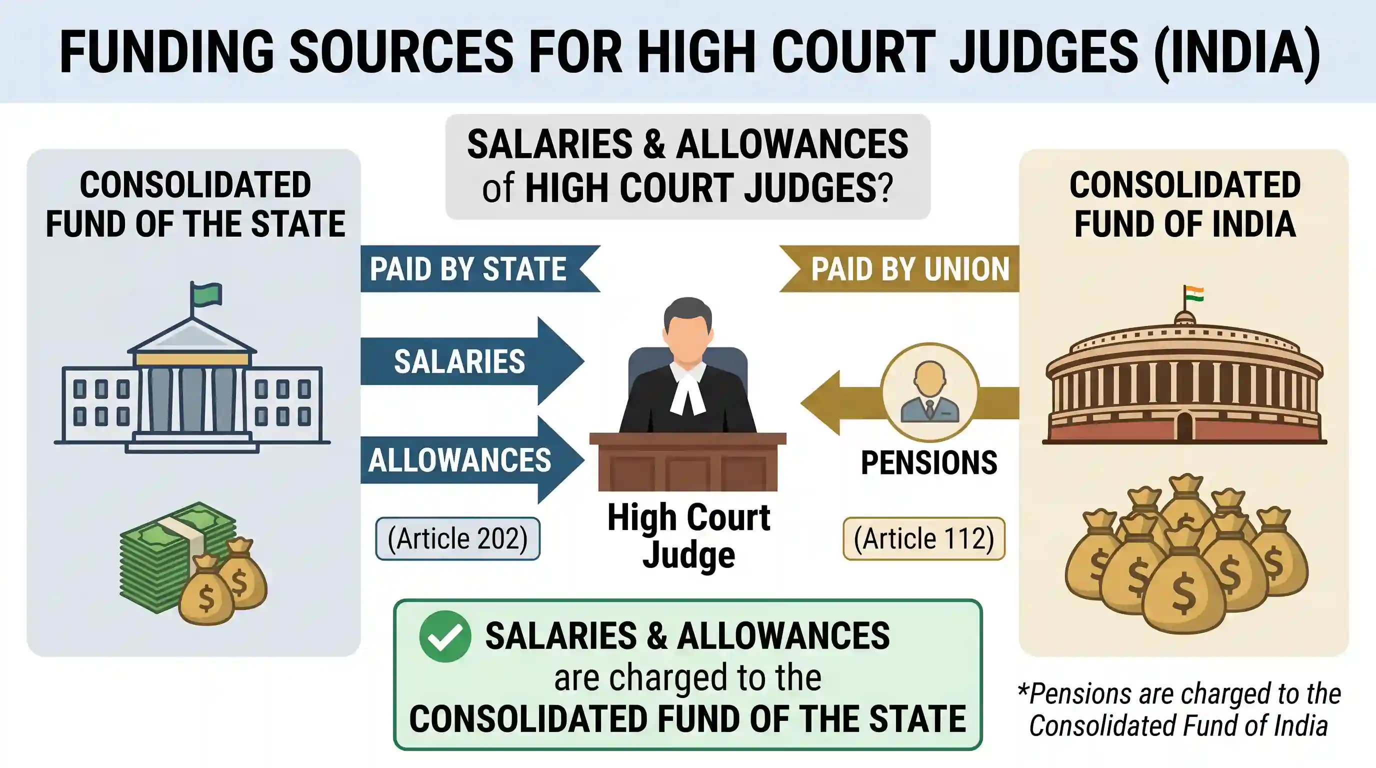polity-and-governance: The salaries and allowances of the Judges of the High Court are charged do the
