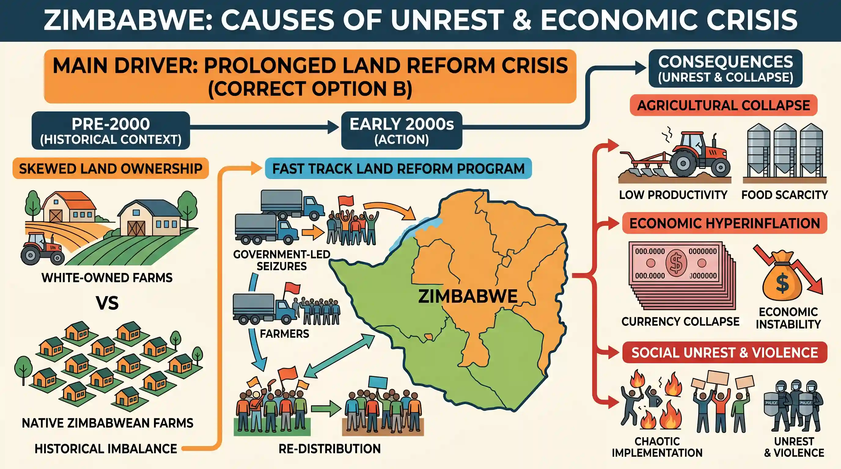 geography: The main reason for unrest and violence in Zimbabwe in recent years is due to