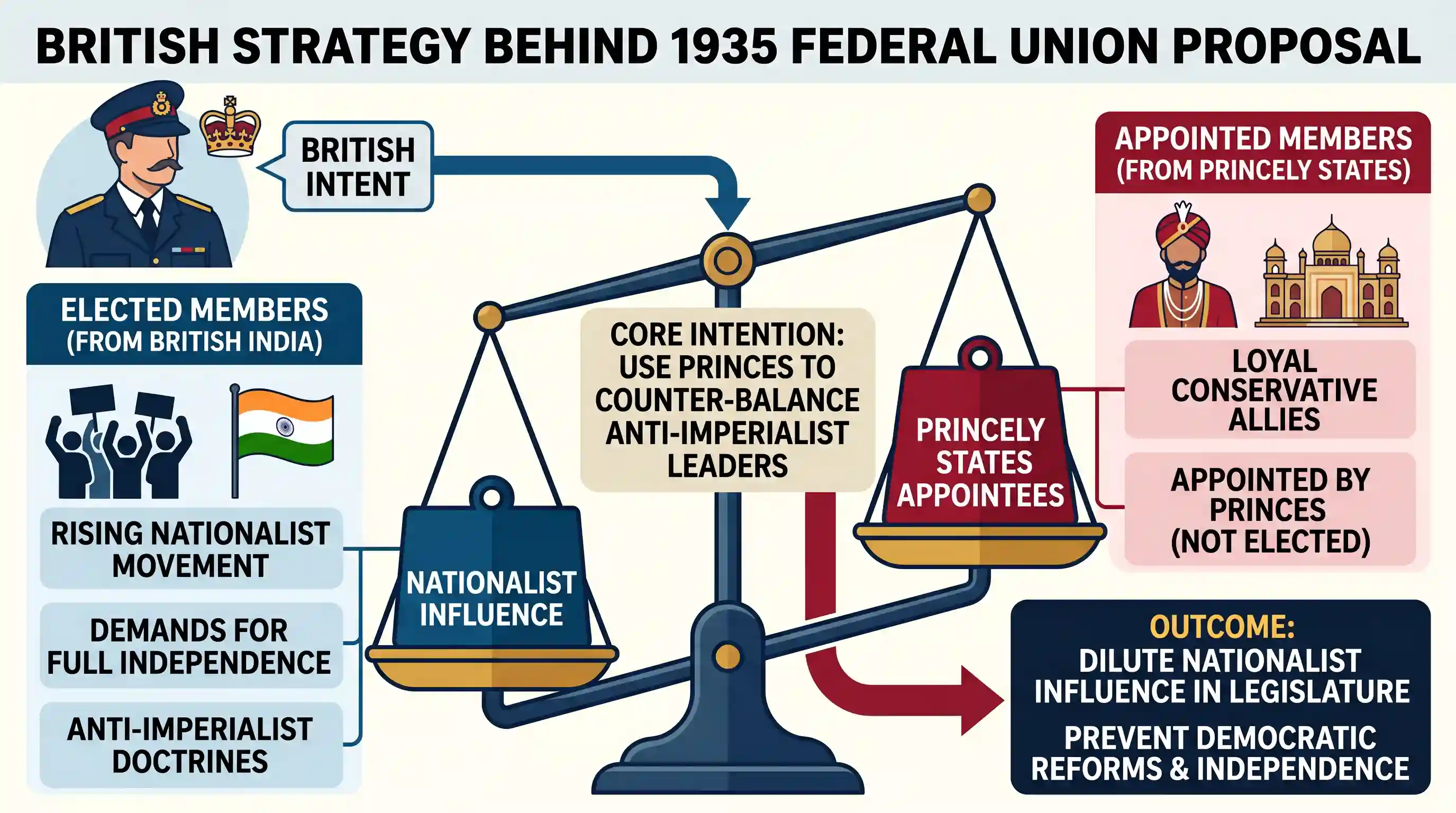 history: The real intention of the British to include the princely states in the Federal Union proposed by the India Act of 1935
