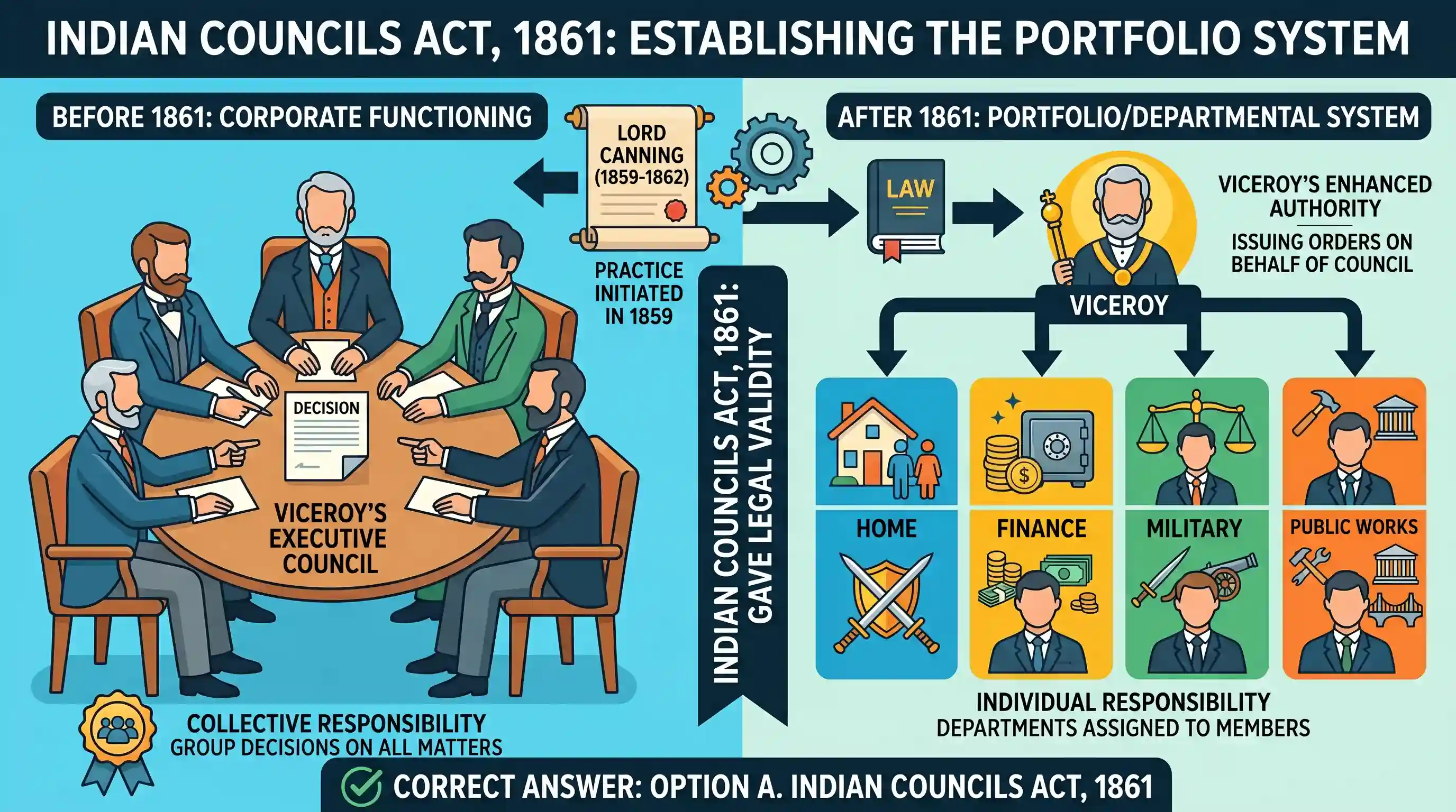 history: Which one of the following Acts of British India strengthened the Viceroy’s authority over his executive council by subs