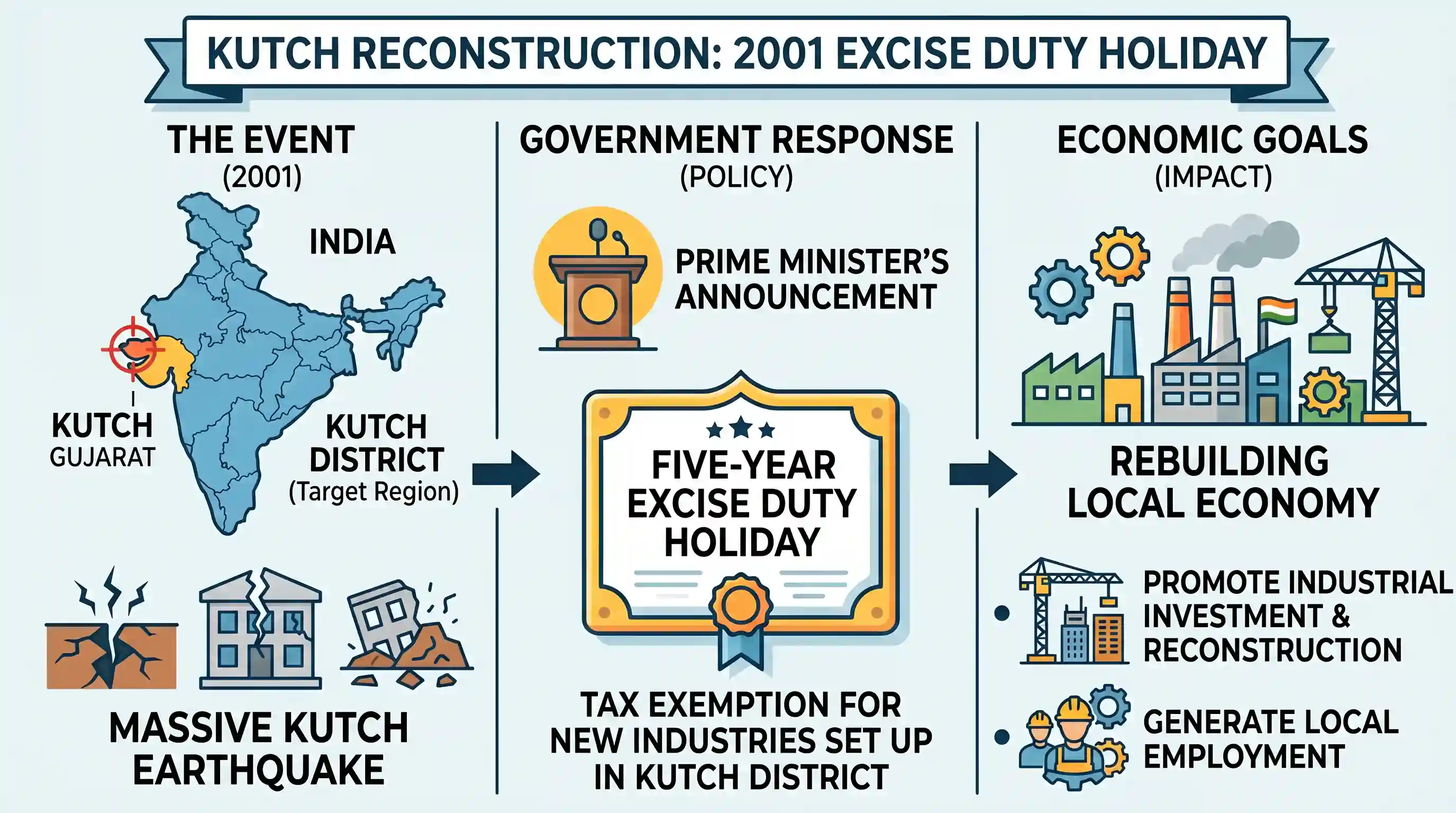 economy: In the year 2001, the Prime Minister announced a five-year excise duty holiday for industries in