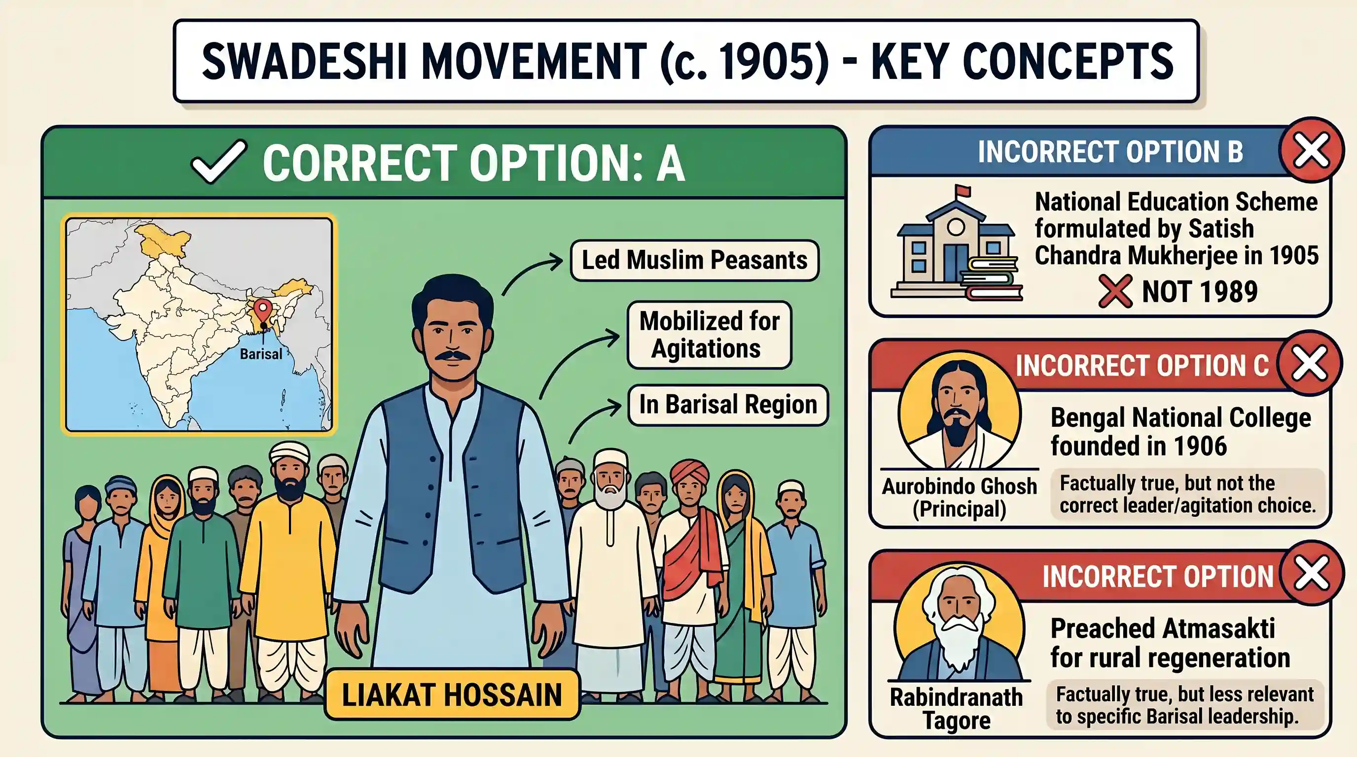 history: With reference to the period of extremist nationalist movement in India with its spirit of Swadeshi, which one of the fo