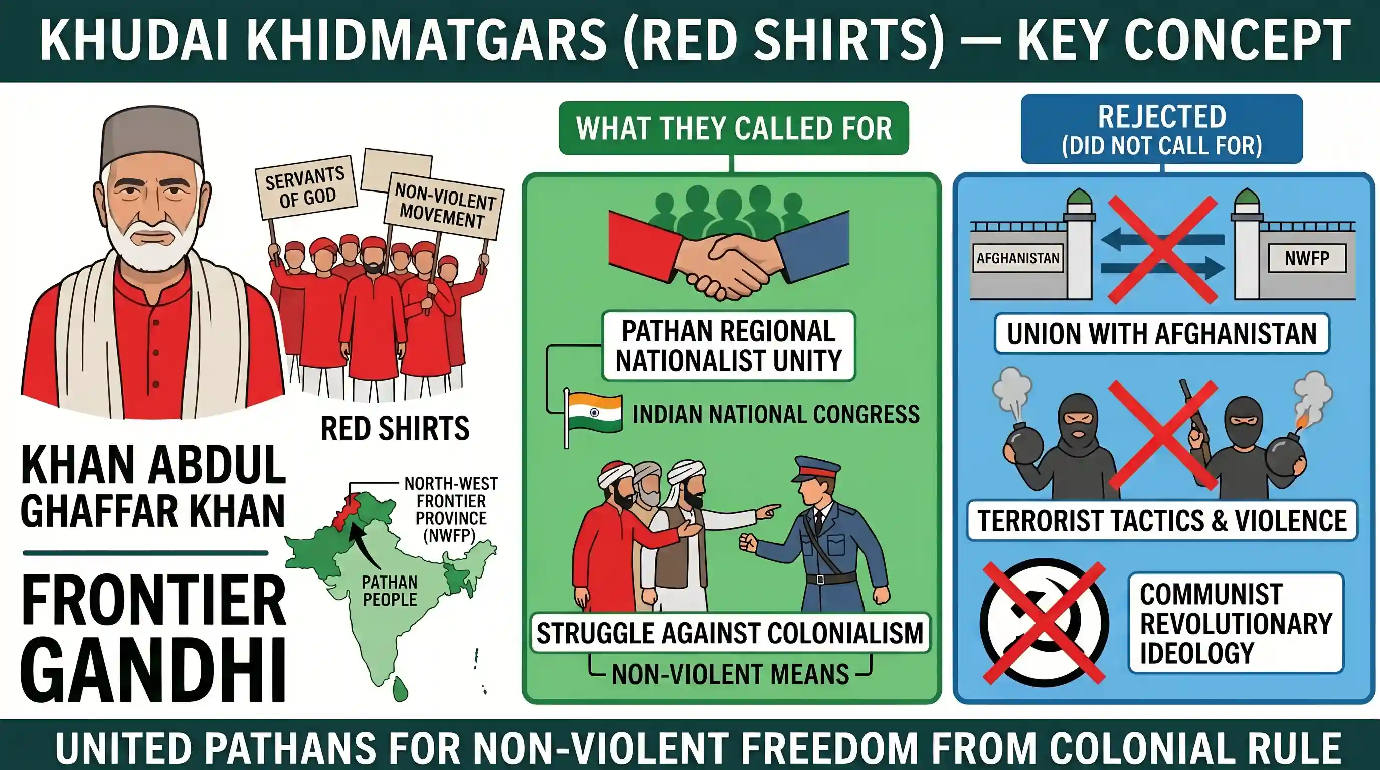 history: During the Indian freedom struggle, the Khudai Khidmatgars, also known as Red Shirts, called for