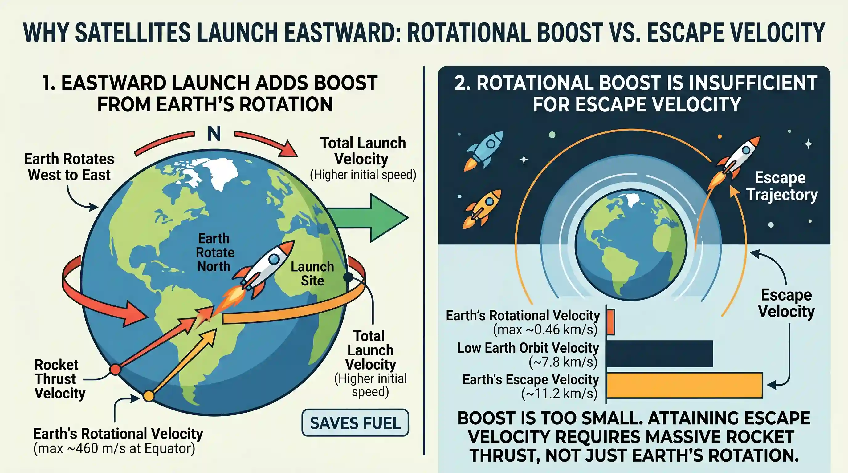 science-and-technology: Assertion (A): Artificial satellites are always launched from the earth in the eastward direction. Reason (R): The earth