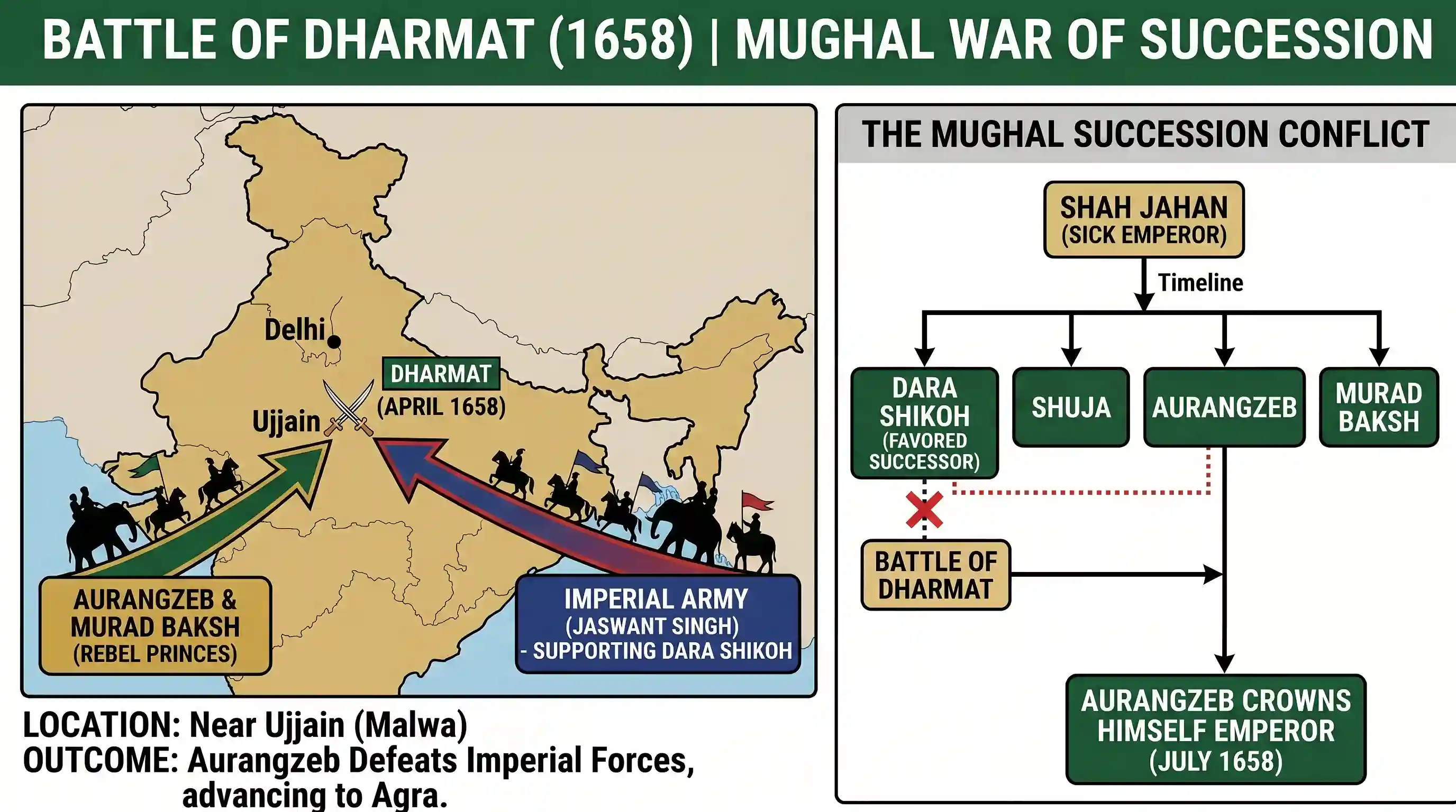 history: The battle of Dharmat was fought between