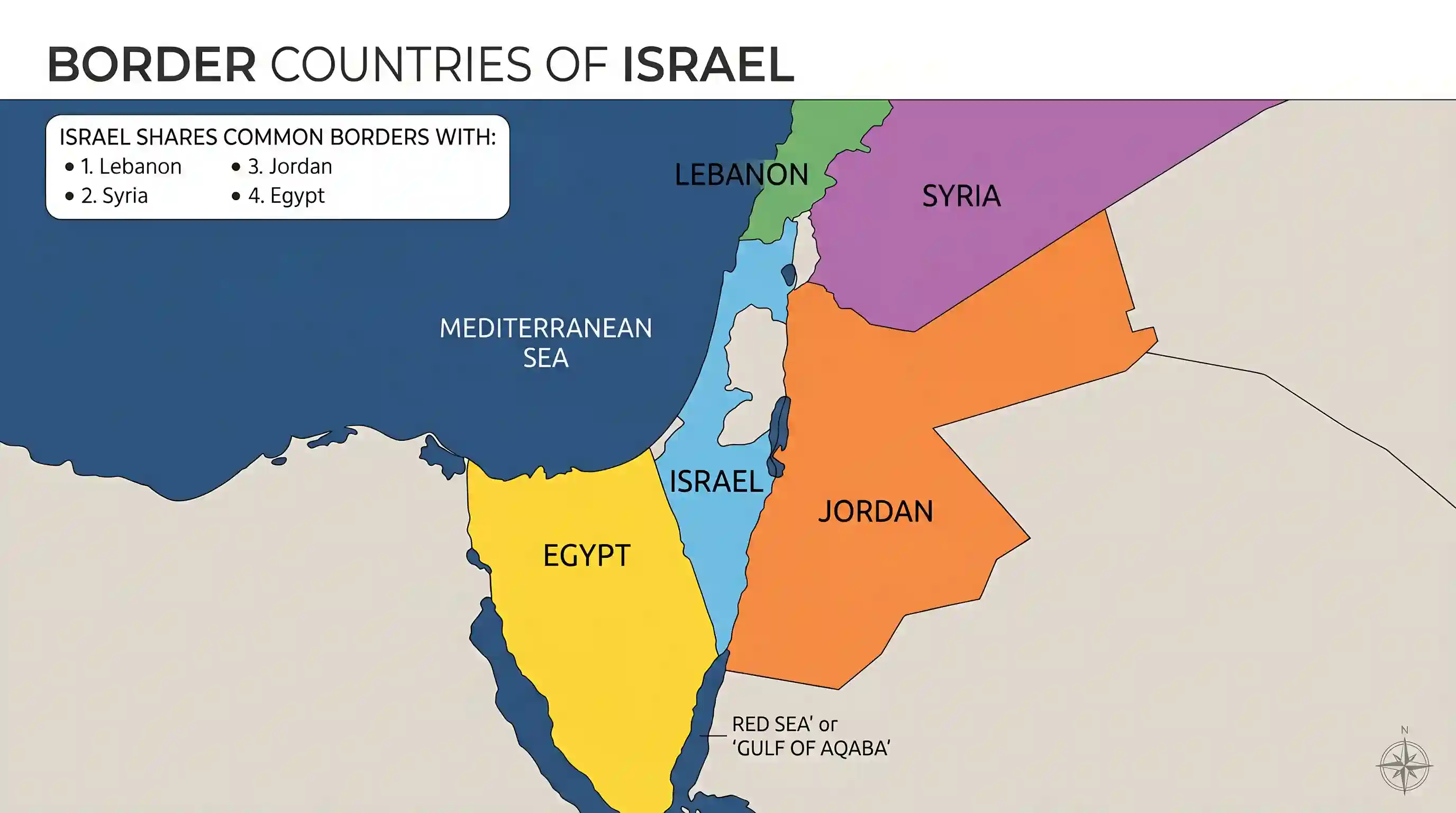 geography: Israel has common borders with