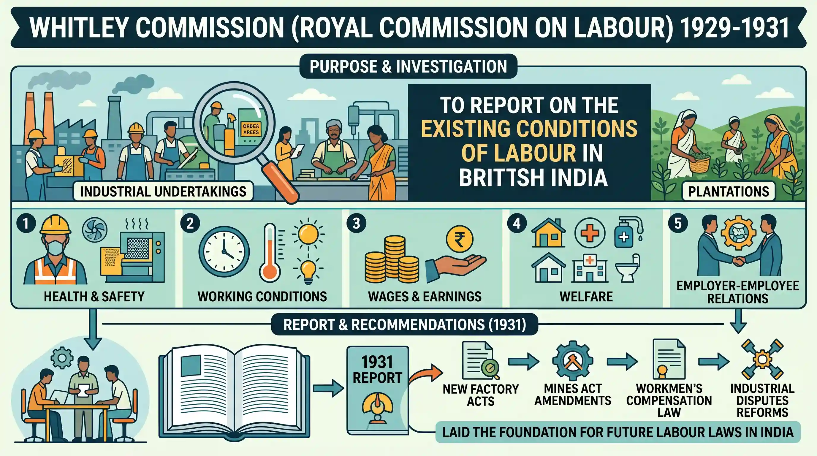 history: During the colonial period in India, what was the purpose of the Whitley Commission?