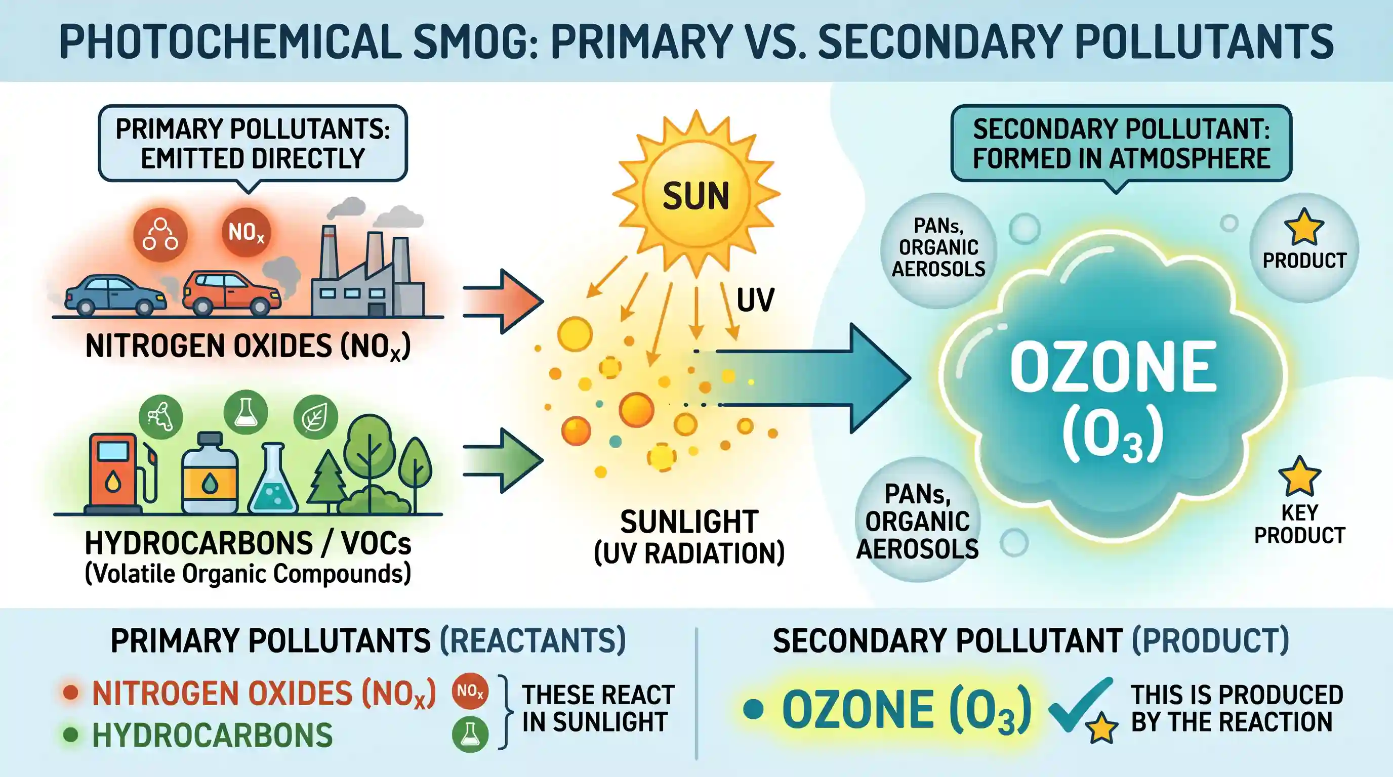 geography: Which one of following is produced during the formation of photochemical smog?