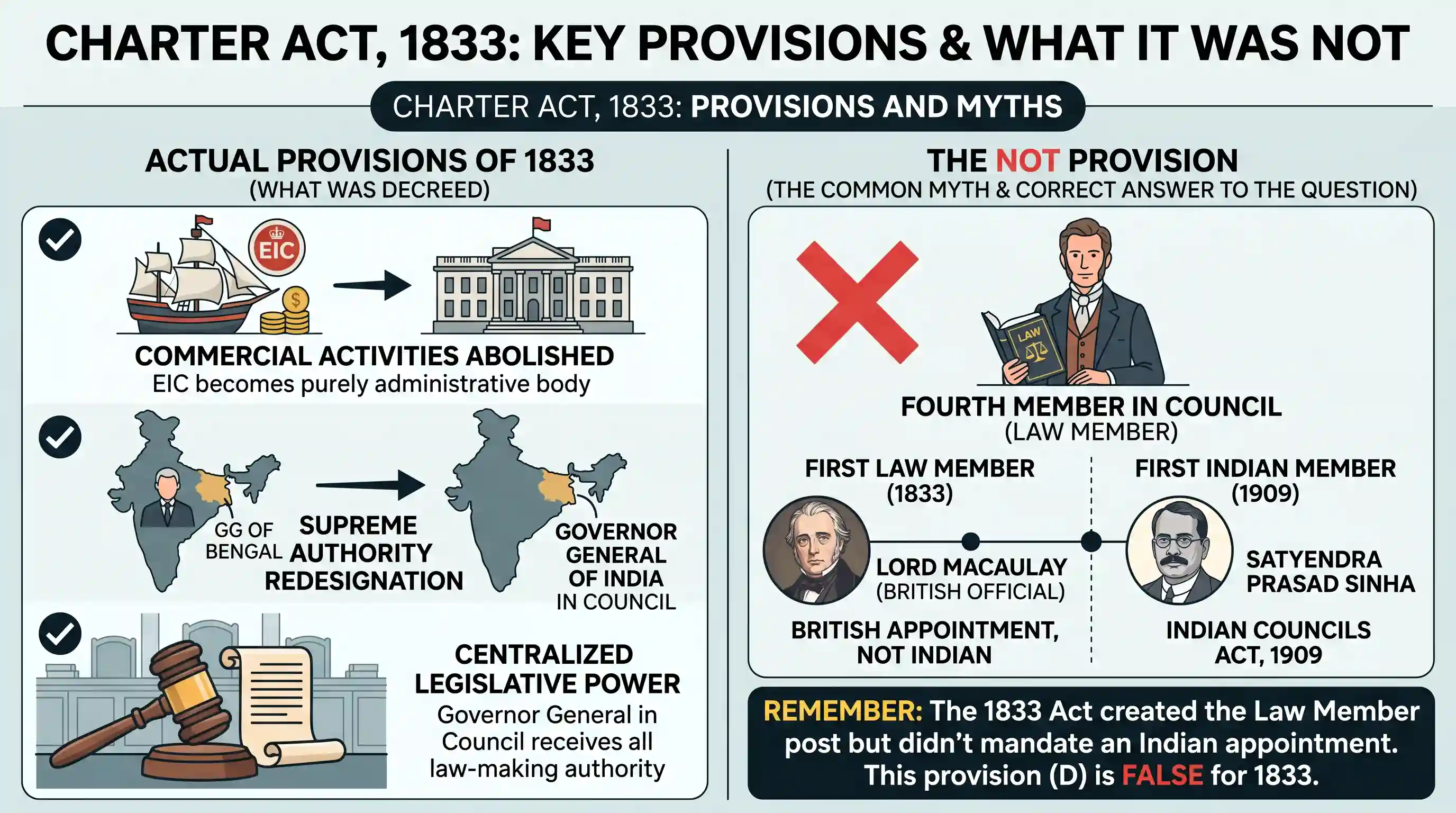 history: Which one of the following provisions was NOT made in the Charter Act of 1833?