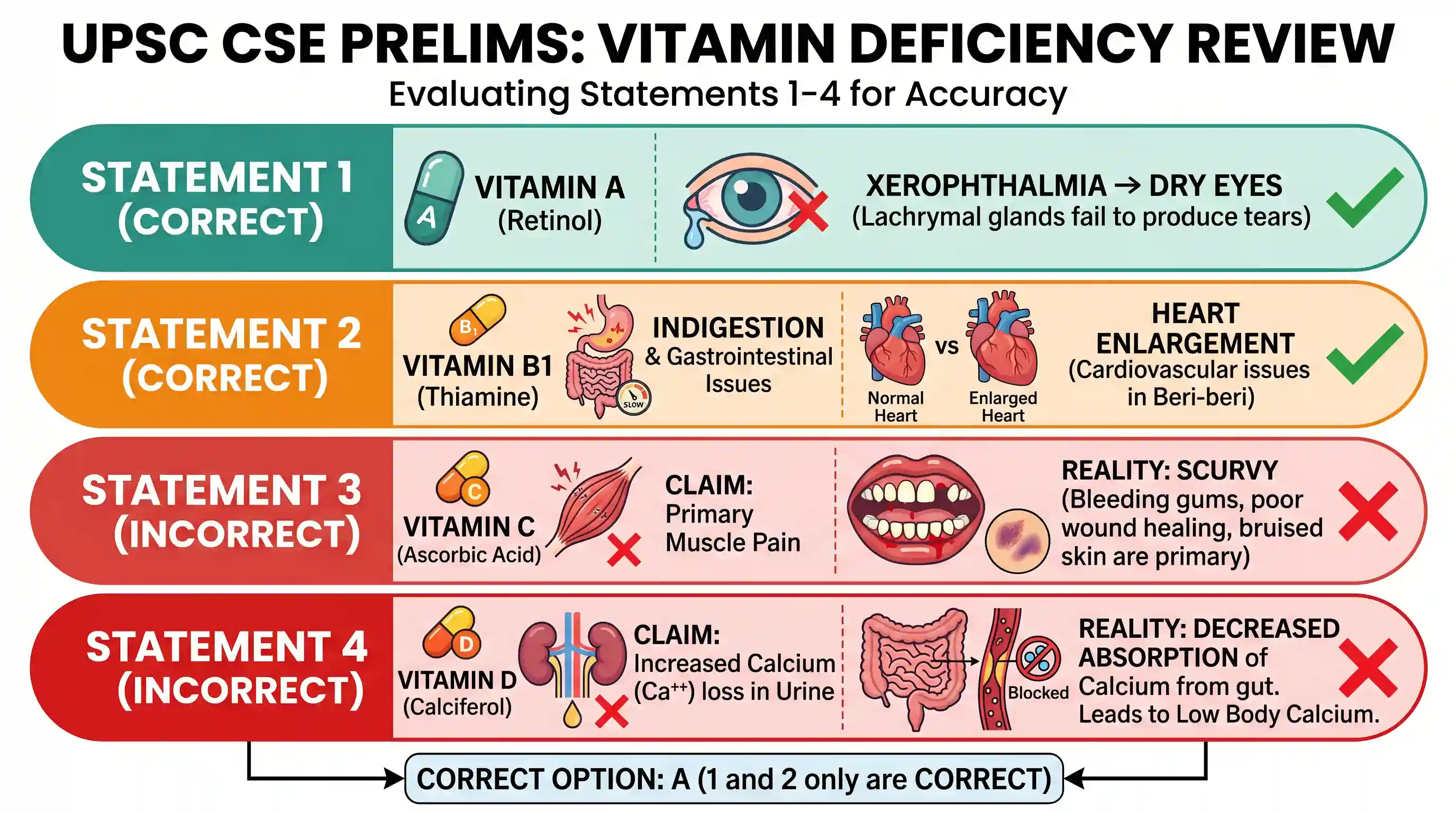 science-and-technology: Consider the following statements: 1. Non-function of lachrymal gland is an important symptom of deficiency of Vitamin A