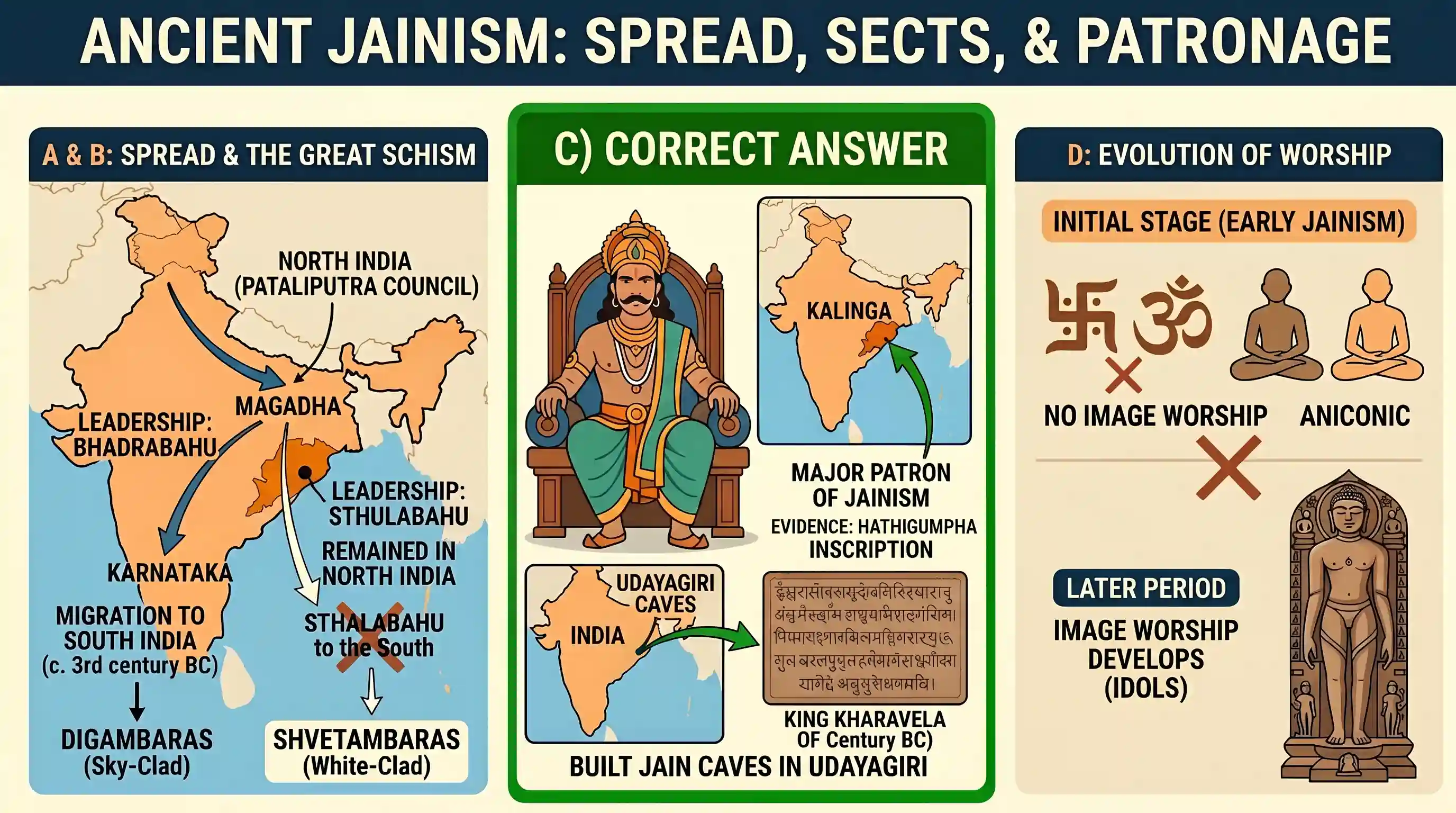 history: With reference to ancient Jainism, which one of the following statements is correct?