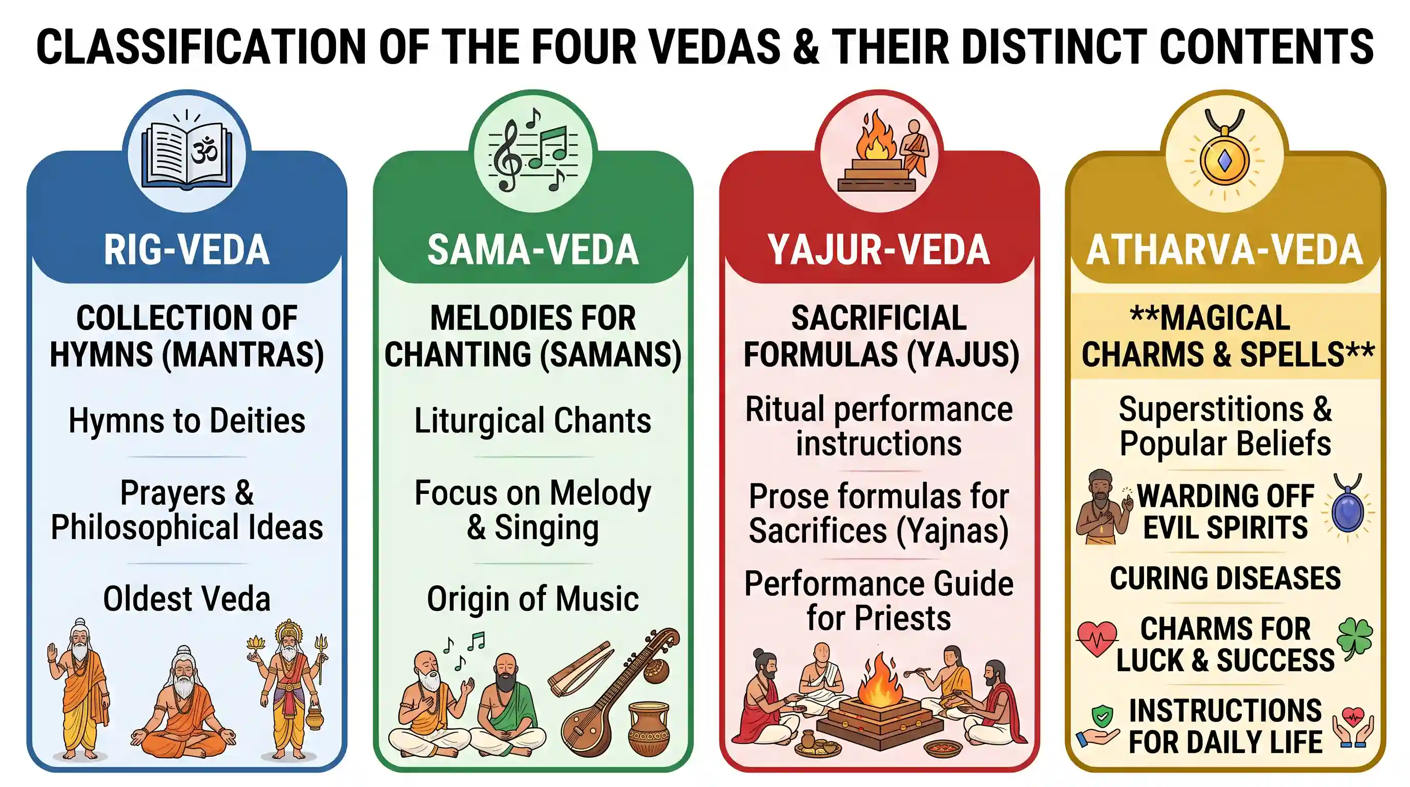 art-and-culture: Which one of the following four Vedas contains an account of magical charms and spells?