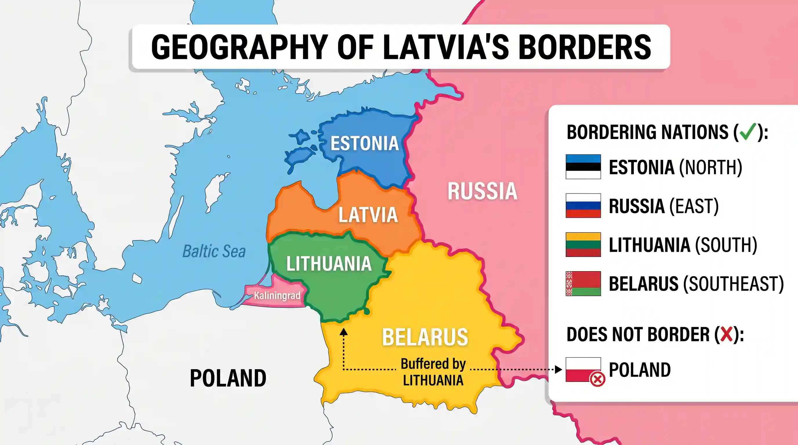 geography: Latvia does share its borders with which one of the following countries?