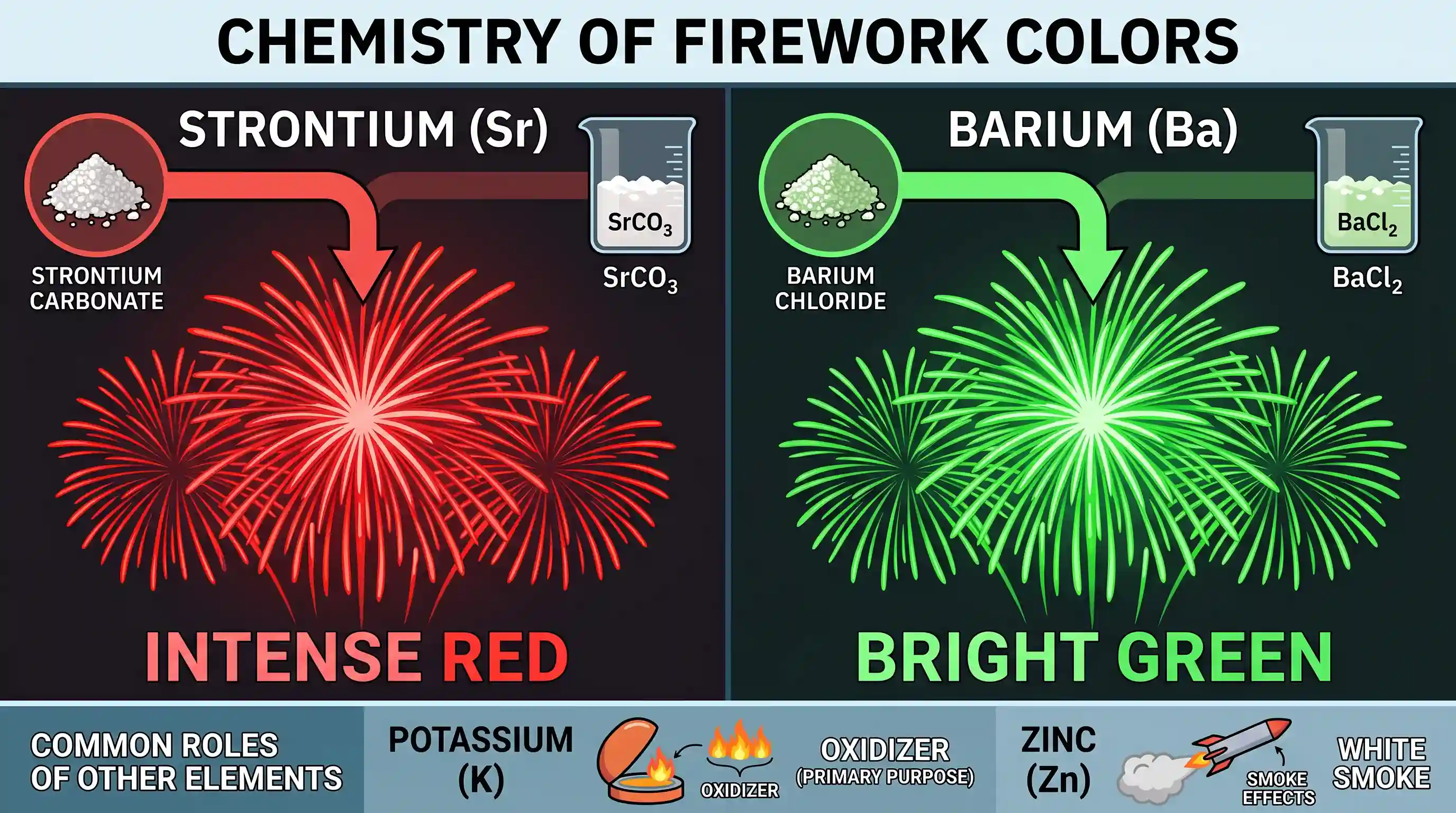 science-and-technology: Salts of which of the following elements provide colours to fireworks?