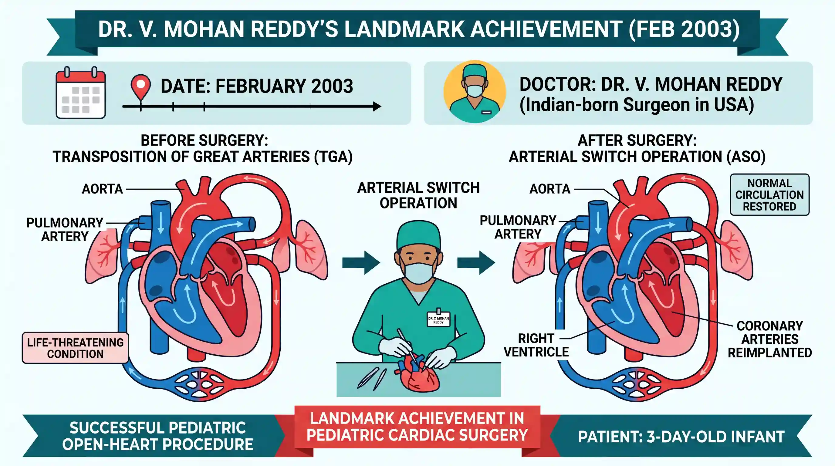 science-and-technology: Which one of the following is the landmark performance of Dr. V. Mohan Reddy, an Indian born Doctor working in USA, duri