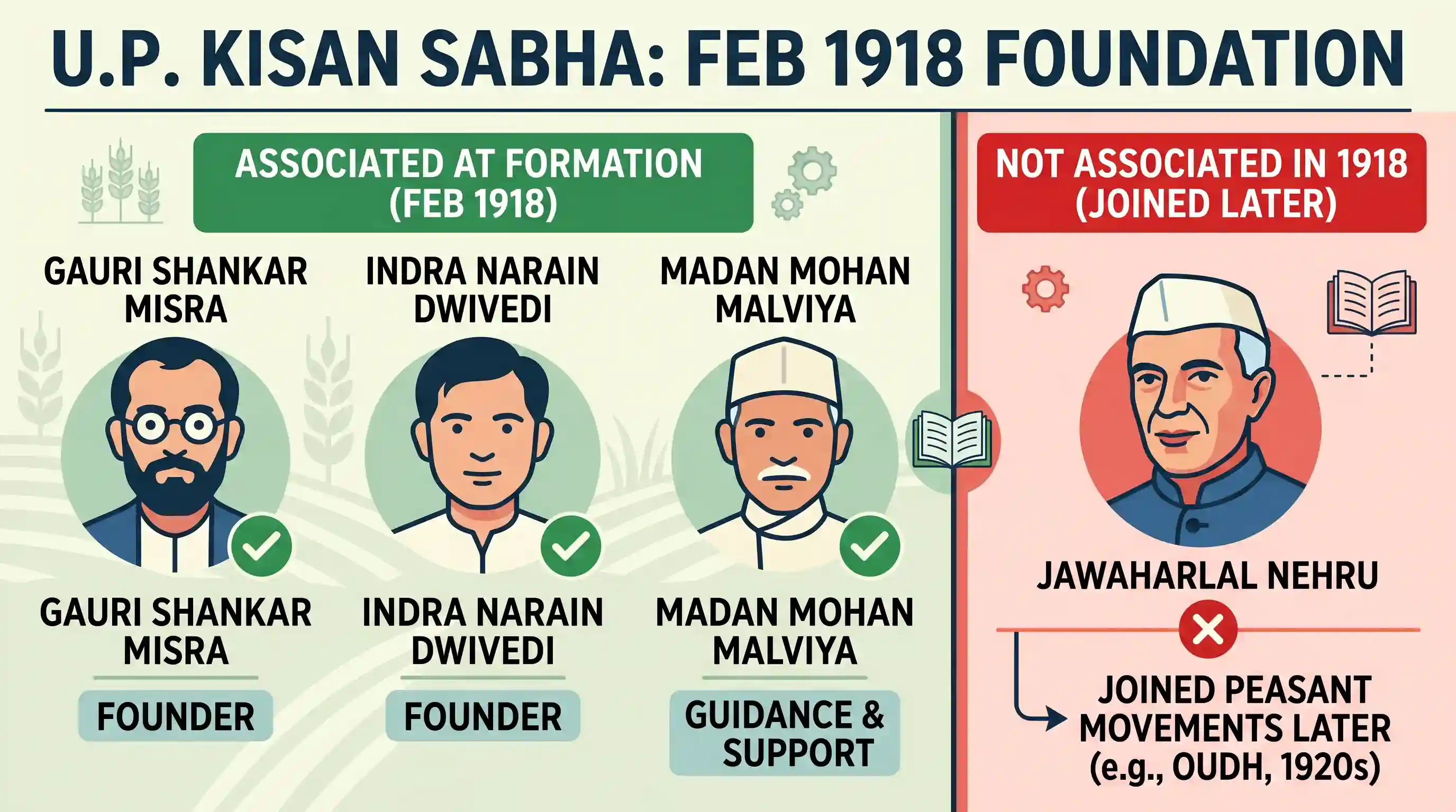 history: Who among the following was not associated with the formation of U.P. Kisan Sabha in February 1918?