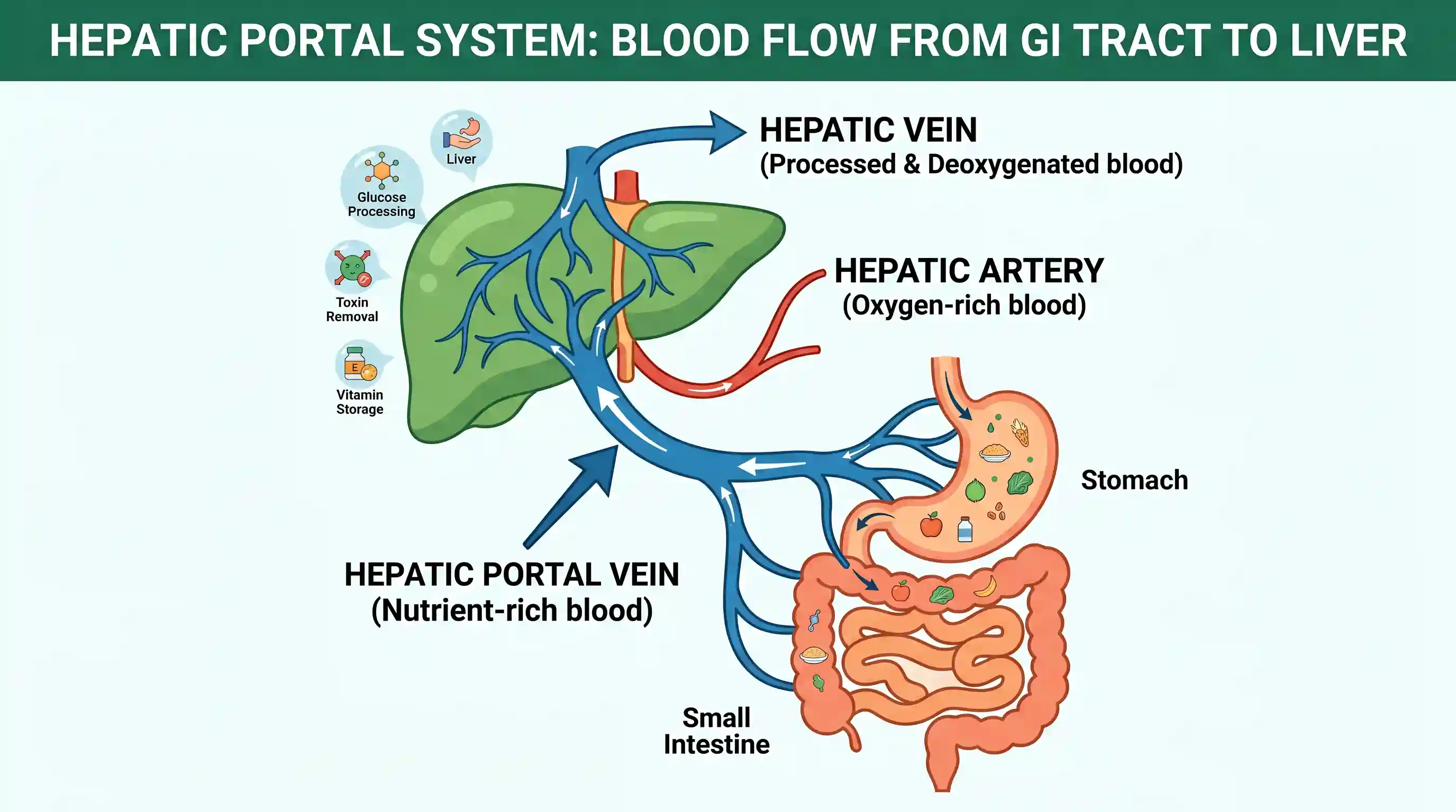 science-and-technology: What is the name of the vessel that delivers the nutrient rich blood from the stomach | small intestine to the liver?